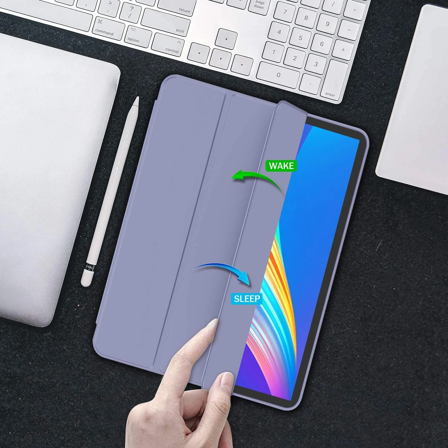 DL3 Mobilak Smart Case For Xiaomi Redmi Pad SE 11 inch Tablet 2023 Cover with Pencil Holder, Soft TPU Smart Stand Back Cover Auto Wake/Sleep - Lavender