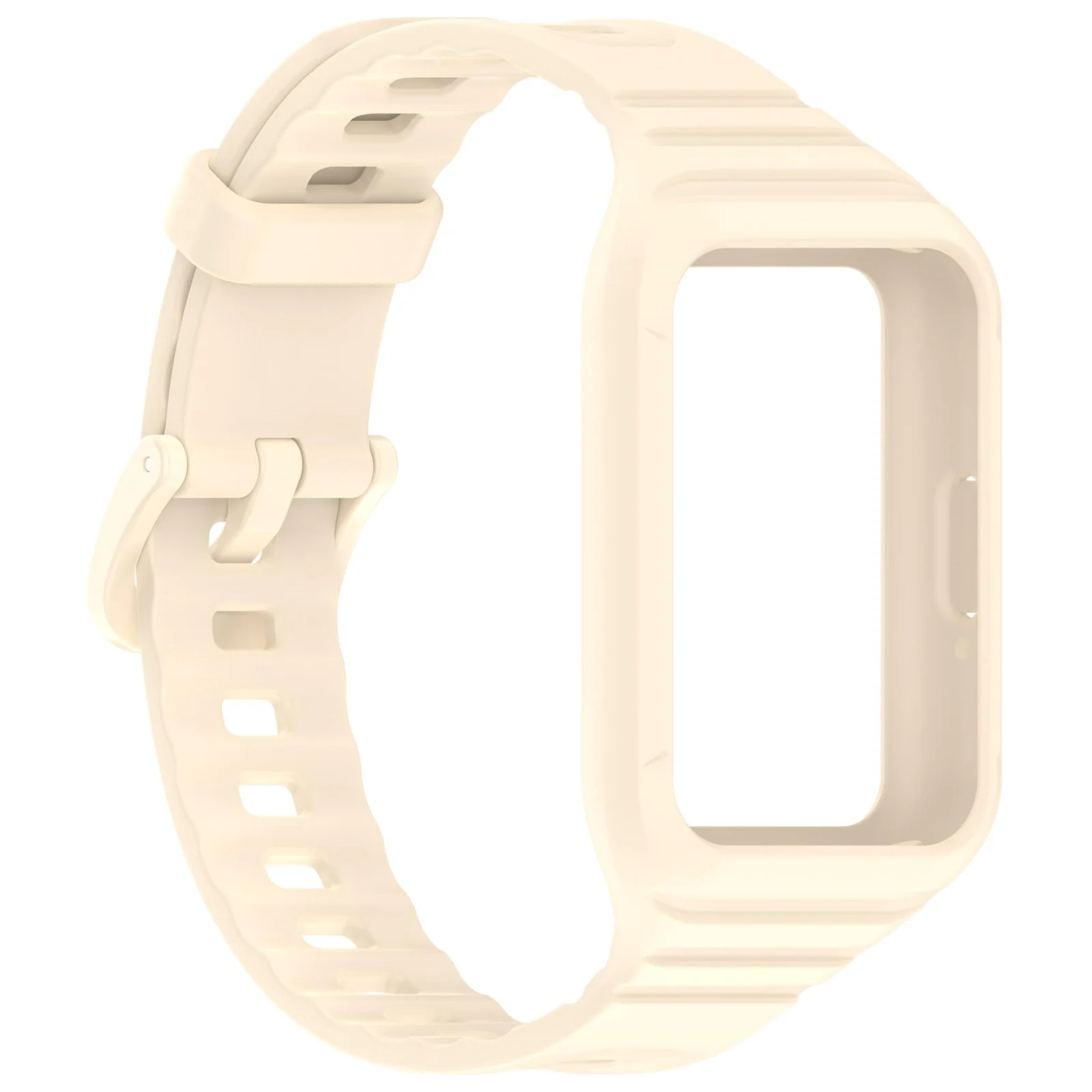 DL3 Mobilak Strap Compatible with Samsung Galaxy Fit 3 SM-R390, Silicone Sport Band Replacement Watchband with Bumper Case for Samsung Galaxy Fit 3, Adjustable Wristband - Beige