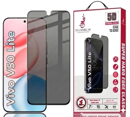 DL3 Mobilak vivo V50 Lite Privacy Screen Protector, Does not support fingerprint, Anti-Spy 9H Hardness Tempered Glass Film [Case Friendly] [Bubble Free] - Black