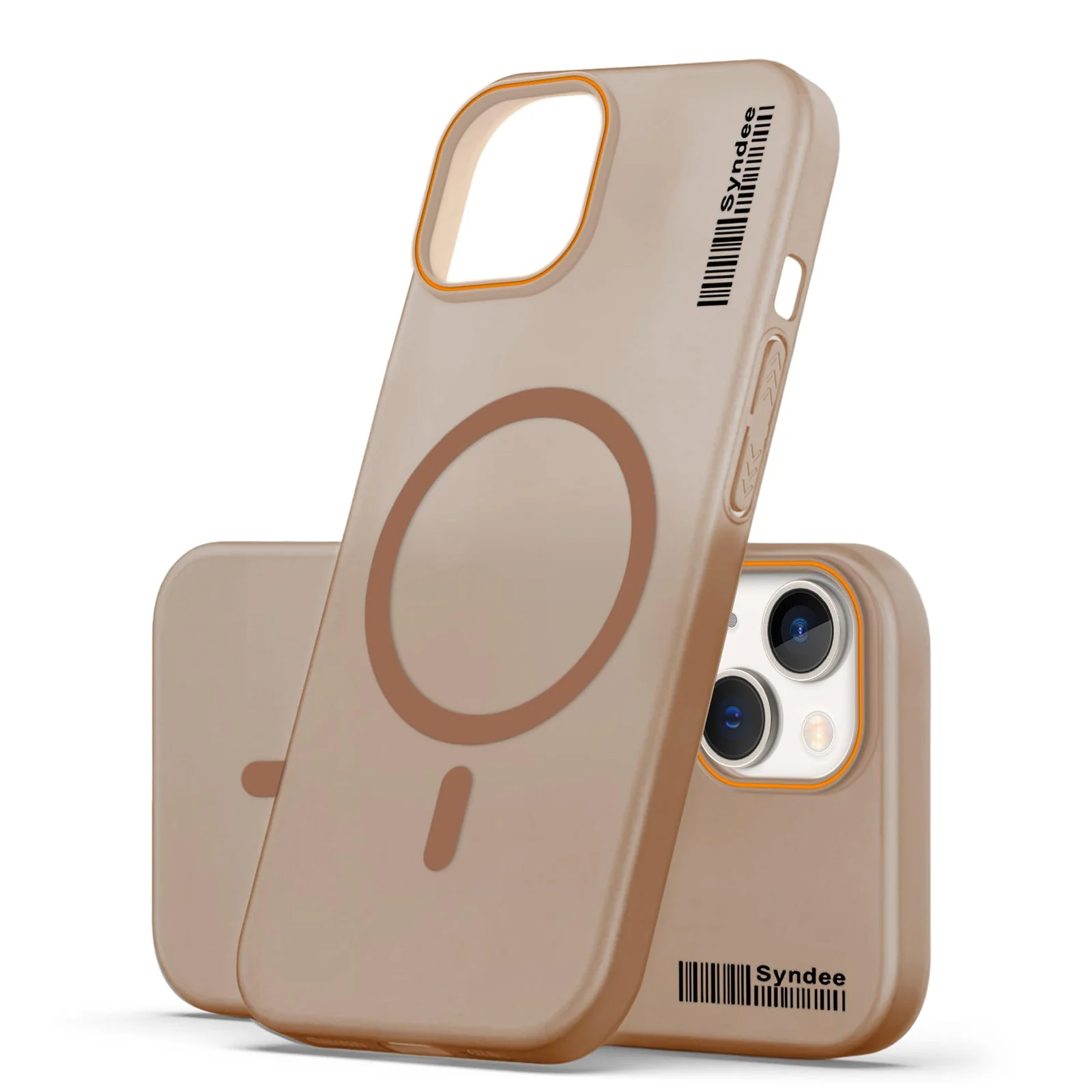 DL3 Mobilak Clear MagSafe-Compatible Magnetic Case for iPhone 13 / iPhone 14 with Camera Protection and Ring Holder - Brown