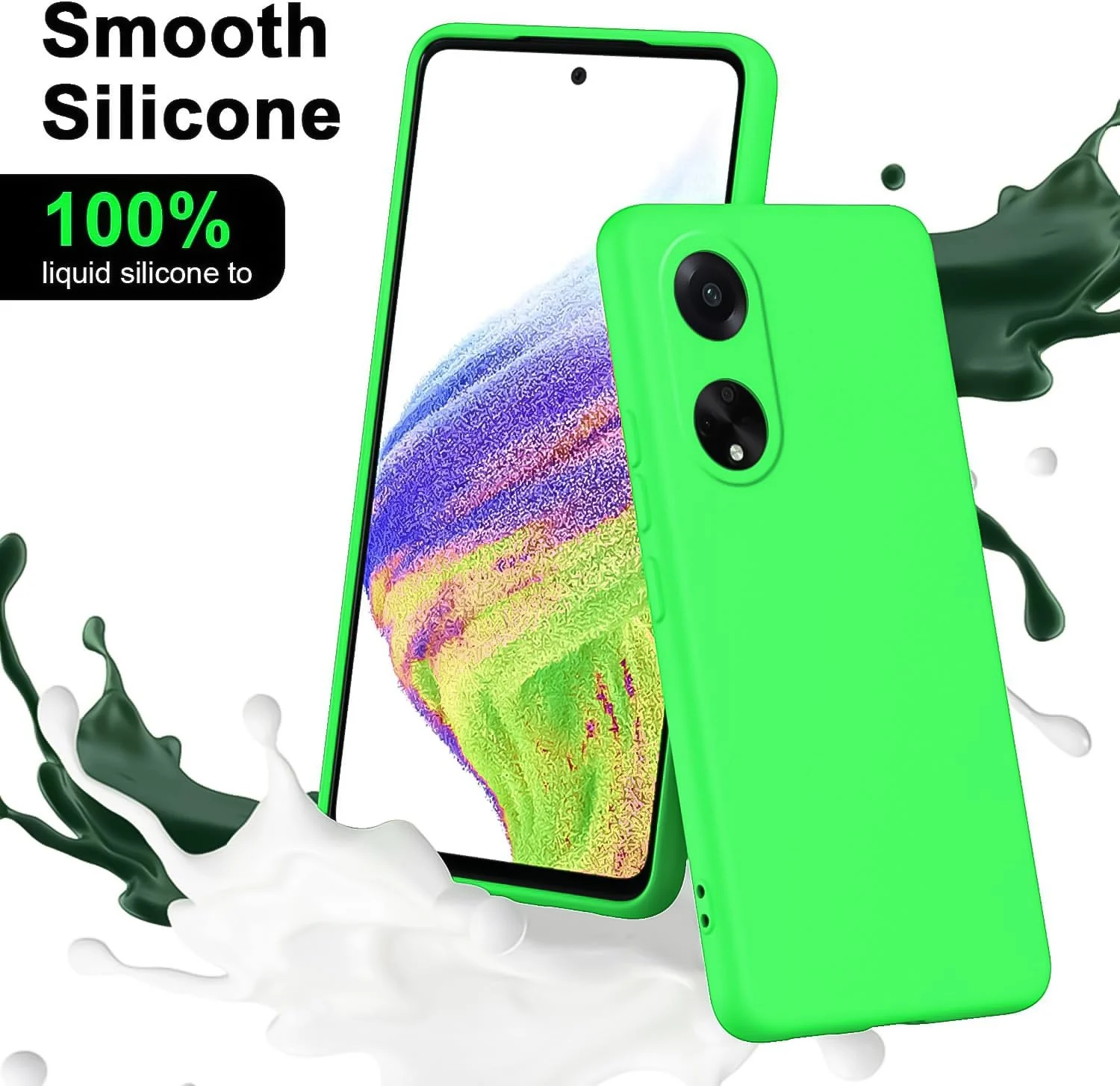 DL3 Mobilak Soft Silicone Protective Case for OPPO A98 with Microfiber Lining and Shockproof Design - Neon Green