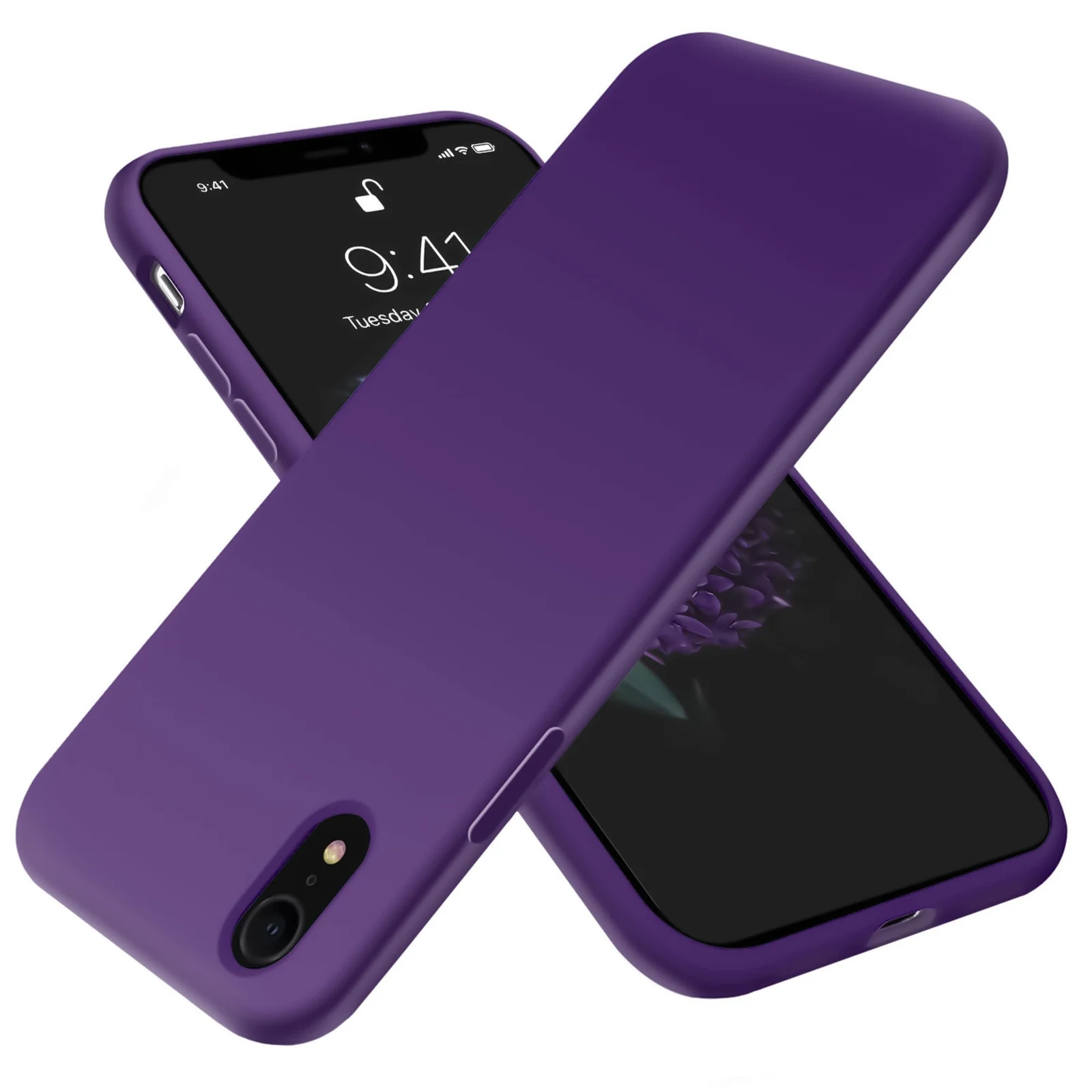 DL3 Mobilak Liquid Silicone Case for iPhone XR, Shock-absorbing protection, Scratch-resistant surface, Soft microfiber lining - Violet