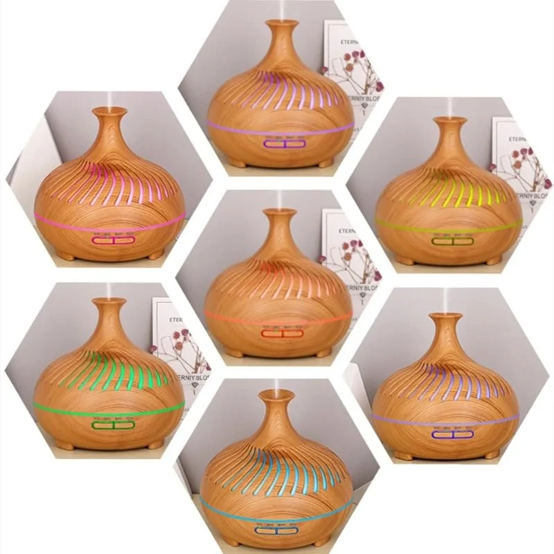 Mobigon Essential Oil Diffuser, Aromatherapy Diffuser 500ml with Remote Control, 4 Timer & Auto-Off Safety Switch, 7 Color LED Lights Mode, 10 Hours Quiet Humidifier for Bedroom - C.Light Woody