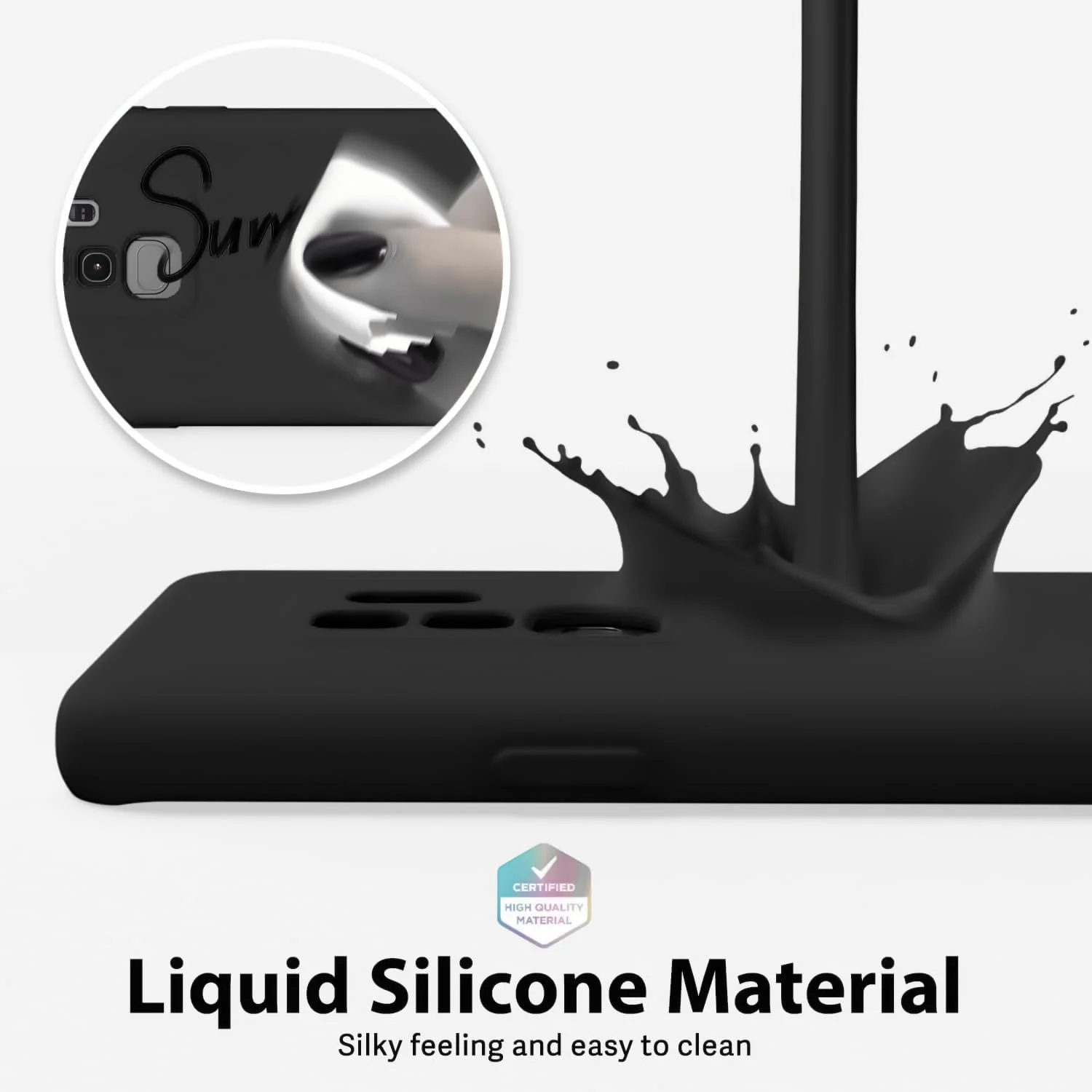 DL3 Mobilak Liquid Silicone Protective Case with Soft Microfiber Lining with Full Camera Protection for Samsung Galaxy S9 Plus - Black