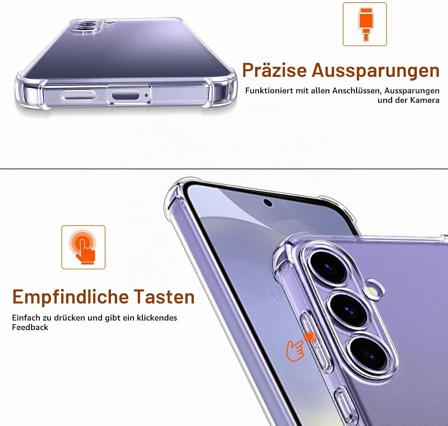 DL3 MOBILAK Anti-Shock Transparent TPU Phone Case for Samsung Galaxy S24 5G, Clear