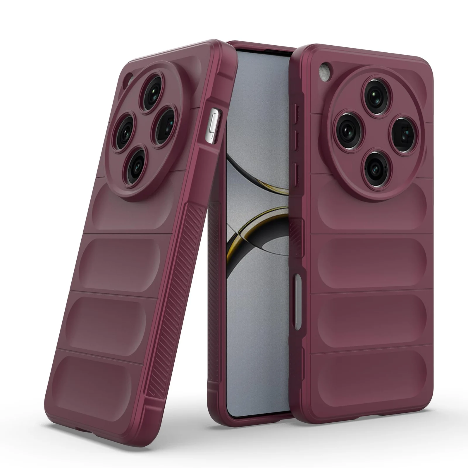 DL3 Mobilak Flexible Silicone and TPU Protective Case with Camera Protection for OPPO Find X8 Pro - Wine Red