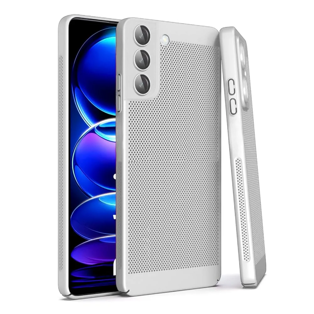 DL3 Mobilak Heat-Dissipation Hard PC Case with Built-In Camera Lens Protector for Samsung Galaxy S21 Plus - White