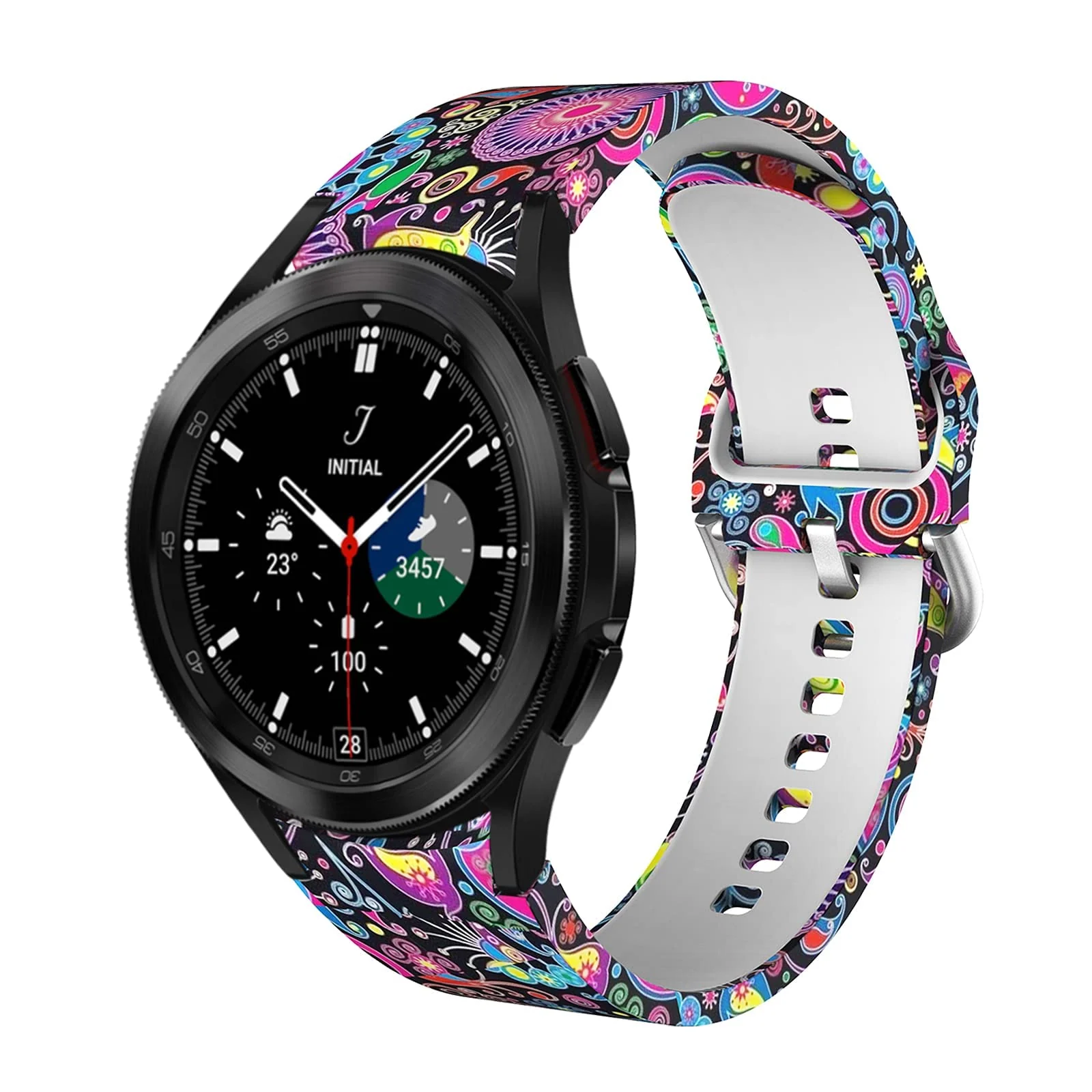 DL3 Mobilak No Gap Bands Compatible with Samsung Galaxy Watch 7 5 4 6 Band 44mm 40mm/Watch 5 Pro 45mm/Galaxy Watch 4 Classic 46mm 42mm Strap,20mm Quick Release Sport Replacement Bands for Women Men - Fireworks