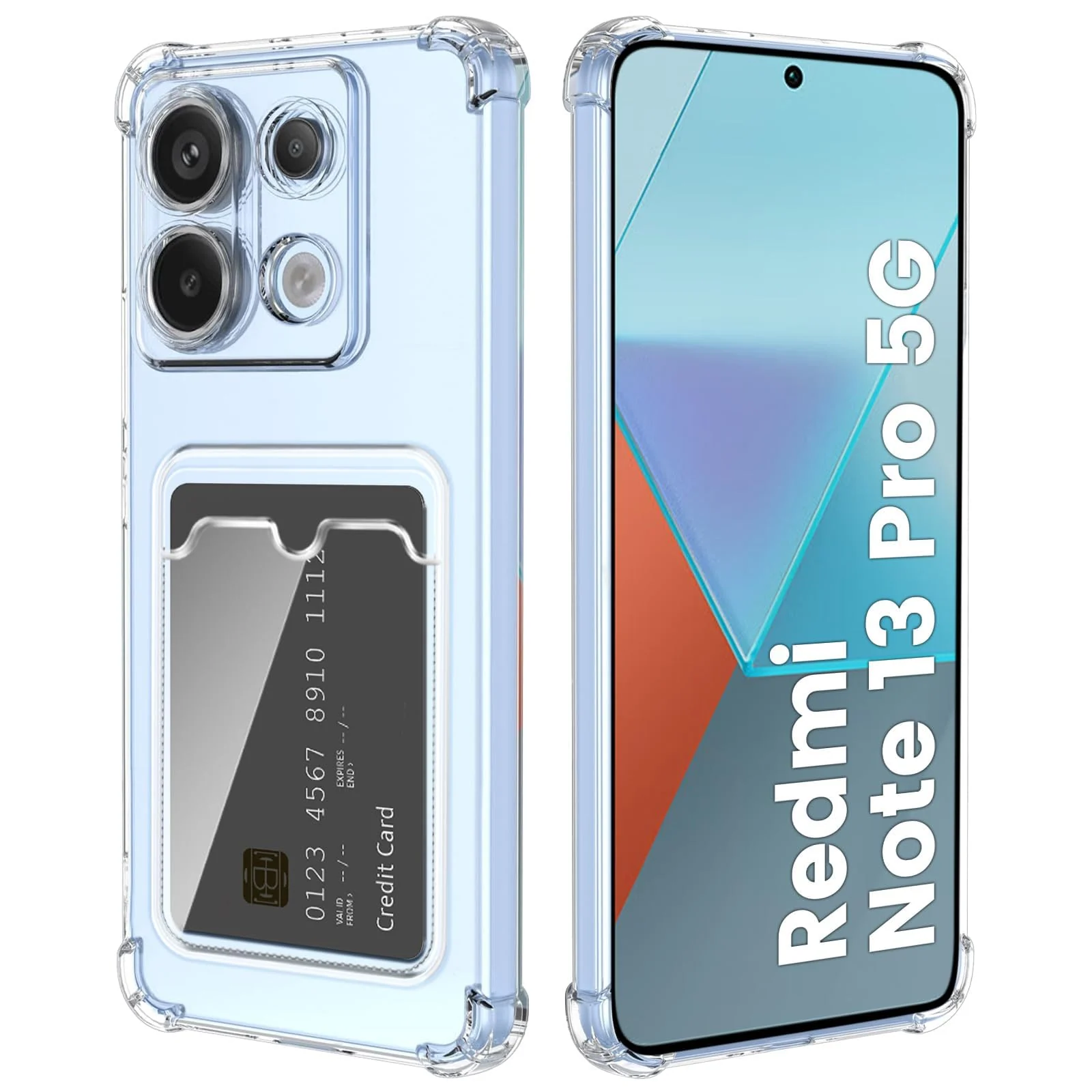 DL3 Mobilak Clear TPU Wallet Case with Card Slot and Camera Protection for Xiaomi Redmi Note 13 Pro 5G / Poco X6 5G - Clear