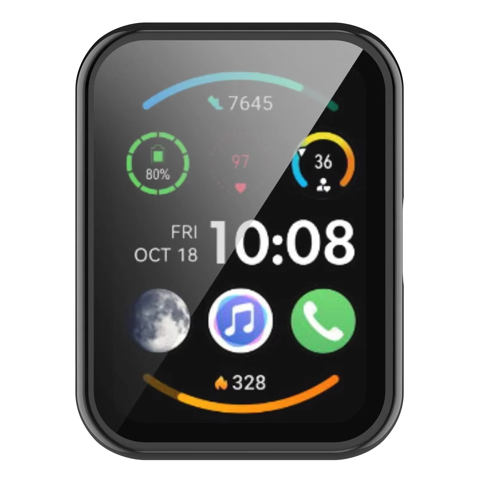 DL3 MOBILAK Full-Coverage Watch Case with Tempered Glass for Huawei Watch Fit / Honor Watch ES, Black