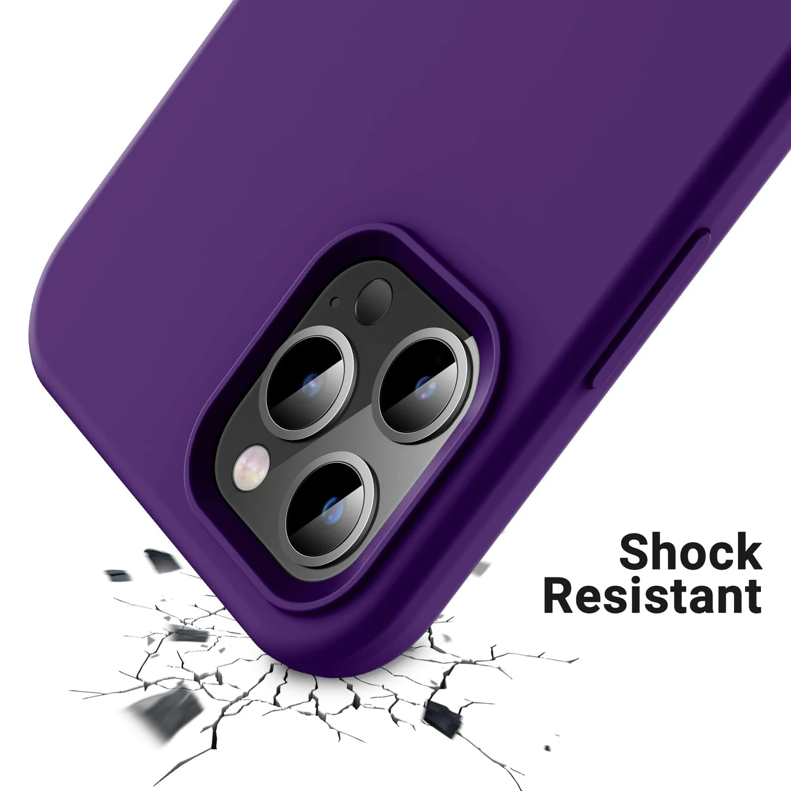DL3 Mobilak Liquid Silicone Case for iPhone 14 Pro (6.1 Inch), Shock-absorbing protection, Scratch-resistant surface, Soft microfiber lining - violet