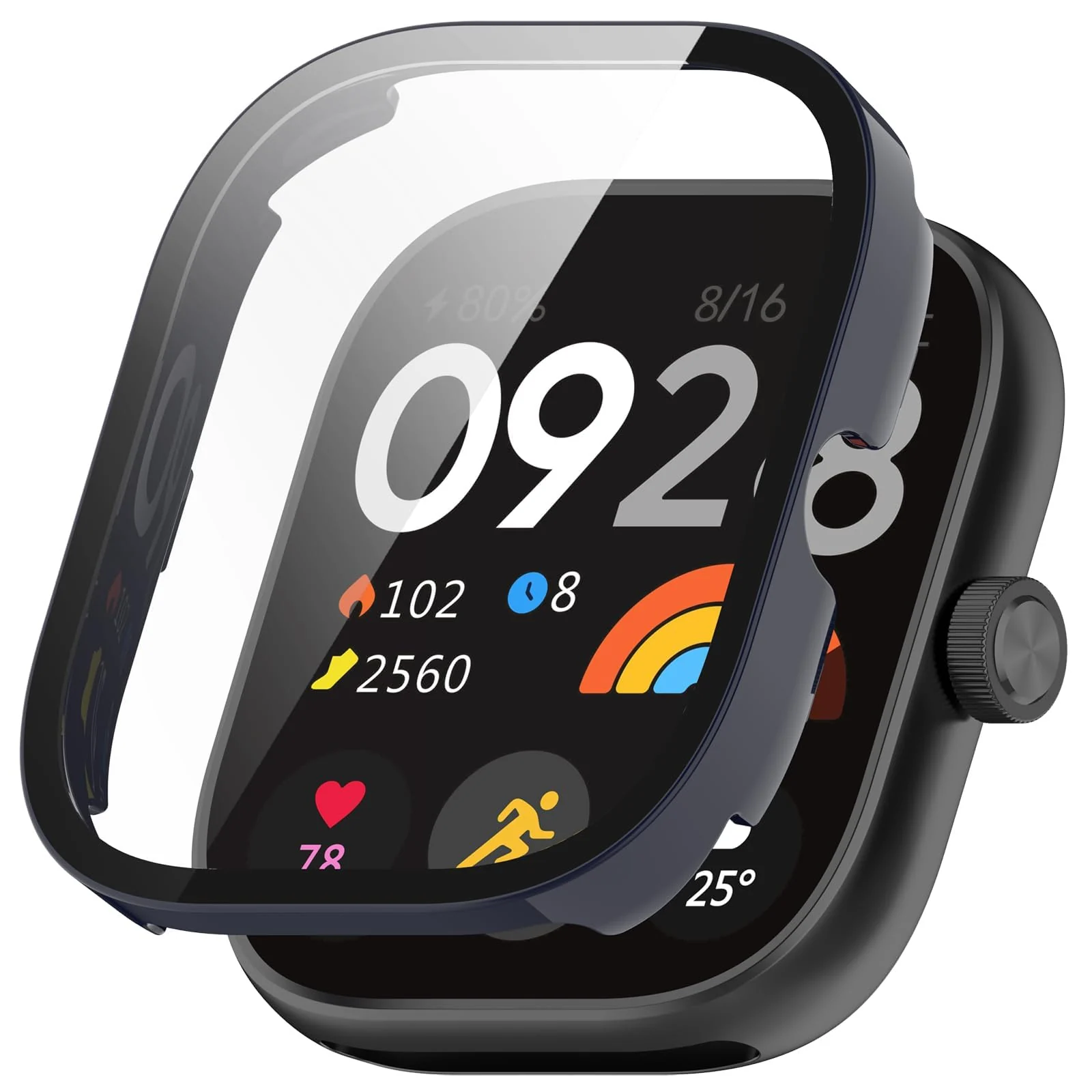 DL3 Mobilak For Xiaomi Redmi Watch 4 Case with Tempered Glass Screen Protector for xiaomi redmi Watch 4, 9H Hardness 360° All-Round Protective Ultra Thin Protective PC Case - Blue