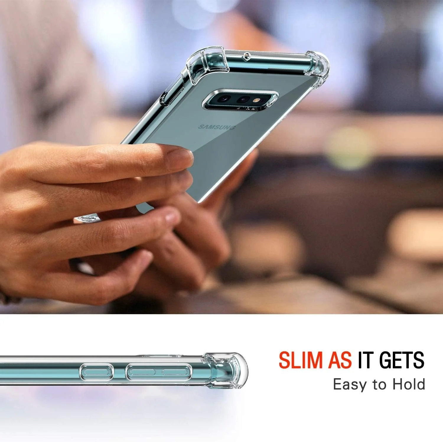 DL3 Mobilak Case Compatible with Samsung Galaxy S10e, Cover Silicone TPU Gorilla Anti-shock Protector Camera Shockproof Corners - Clear
