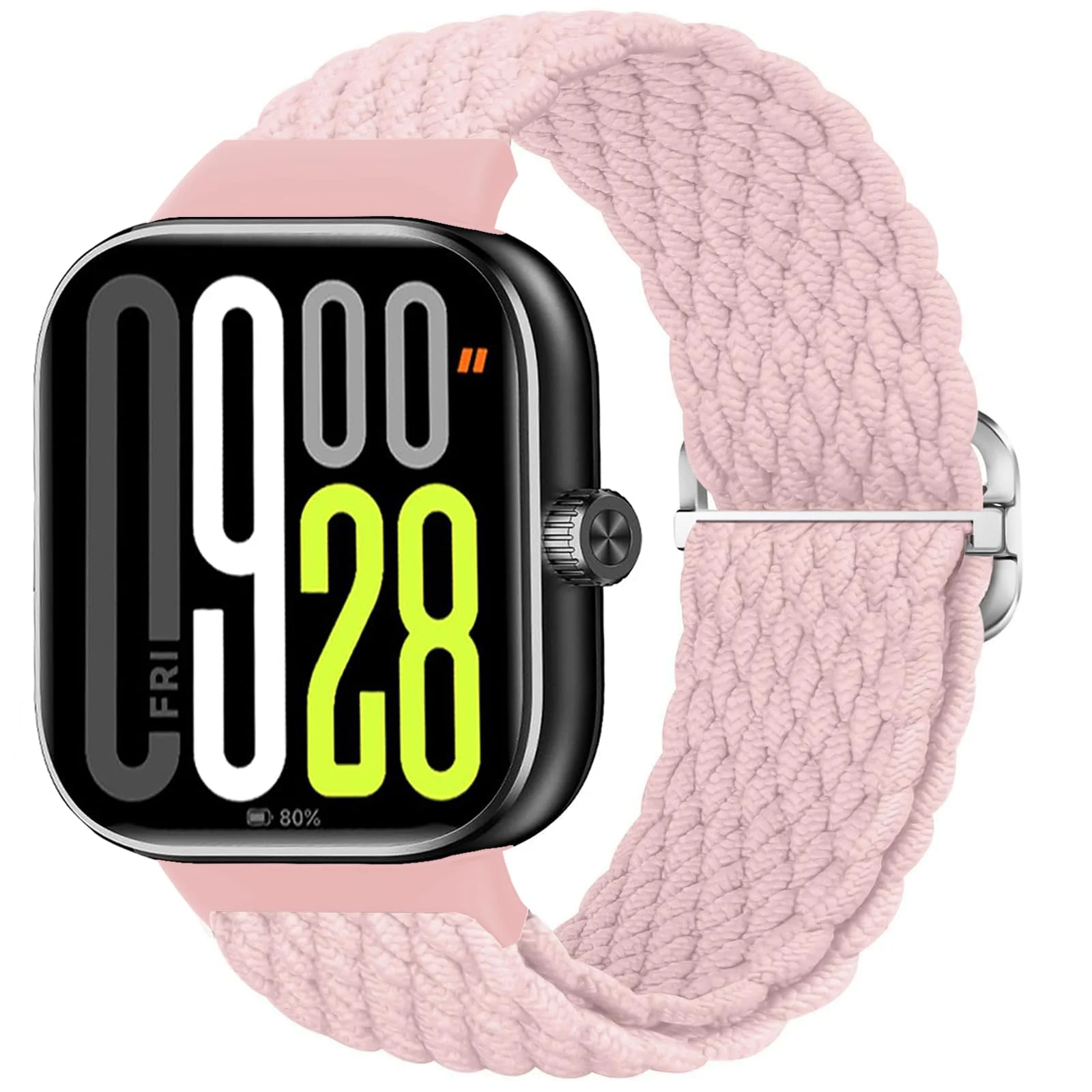 DL3 Mobilak Braided Band For Redmi 4/5 / 6 / Xiaomi Smart Band 8 Pro/Band 9 Pro for Women Men, Adjustable Braided Bands Straps Elastics Sport Wristband Nylon Strap - Pink