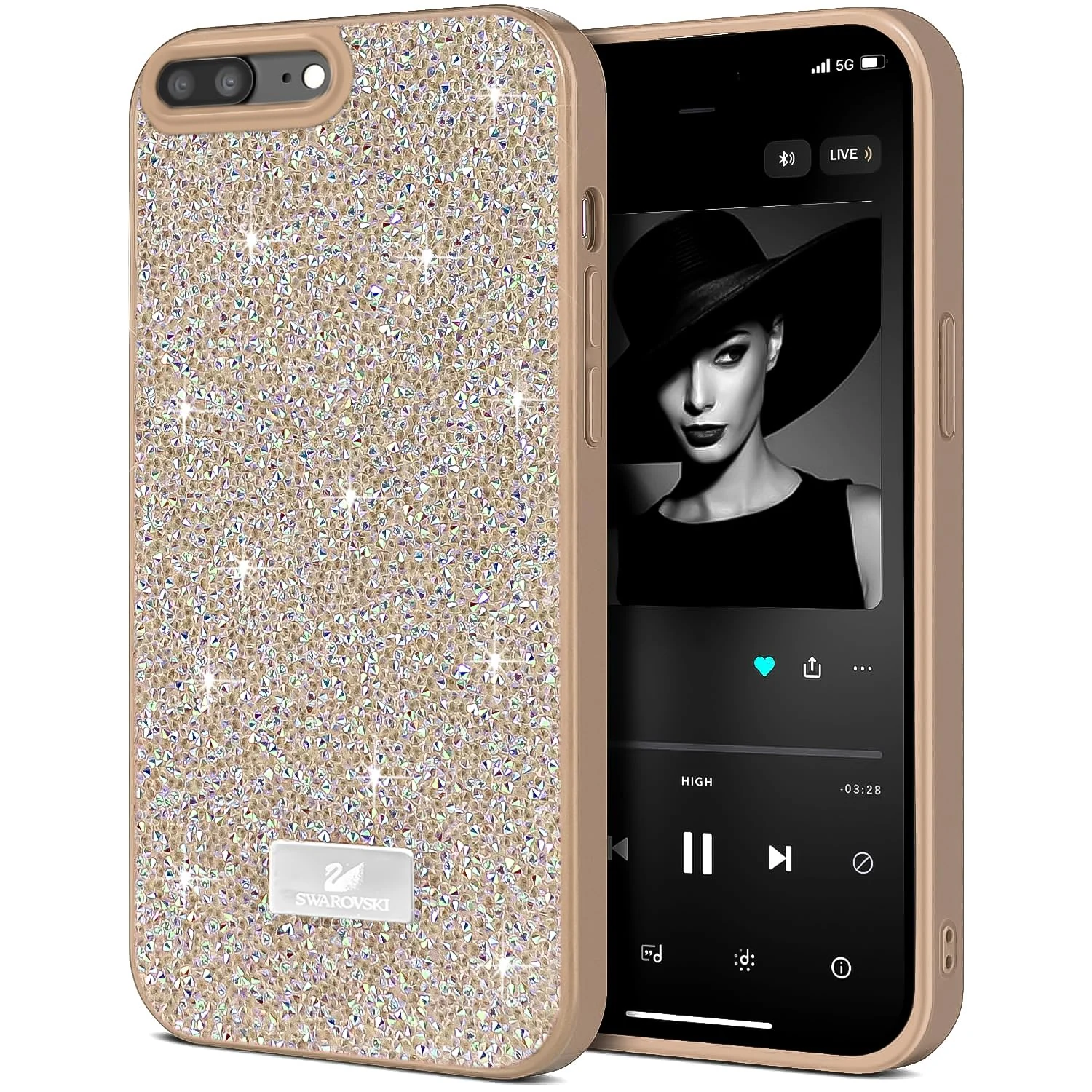 DL3 Mobilak Glitter Protective Case with Camera Protection for iPhone 7 Plus / iPhone 8 Plus - Gold & Silver