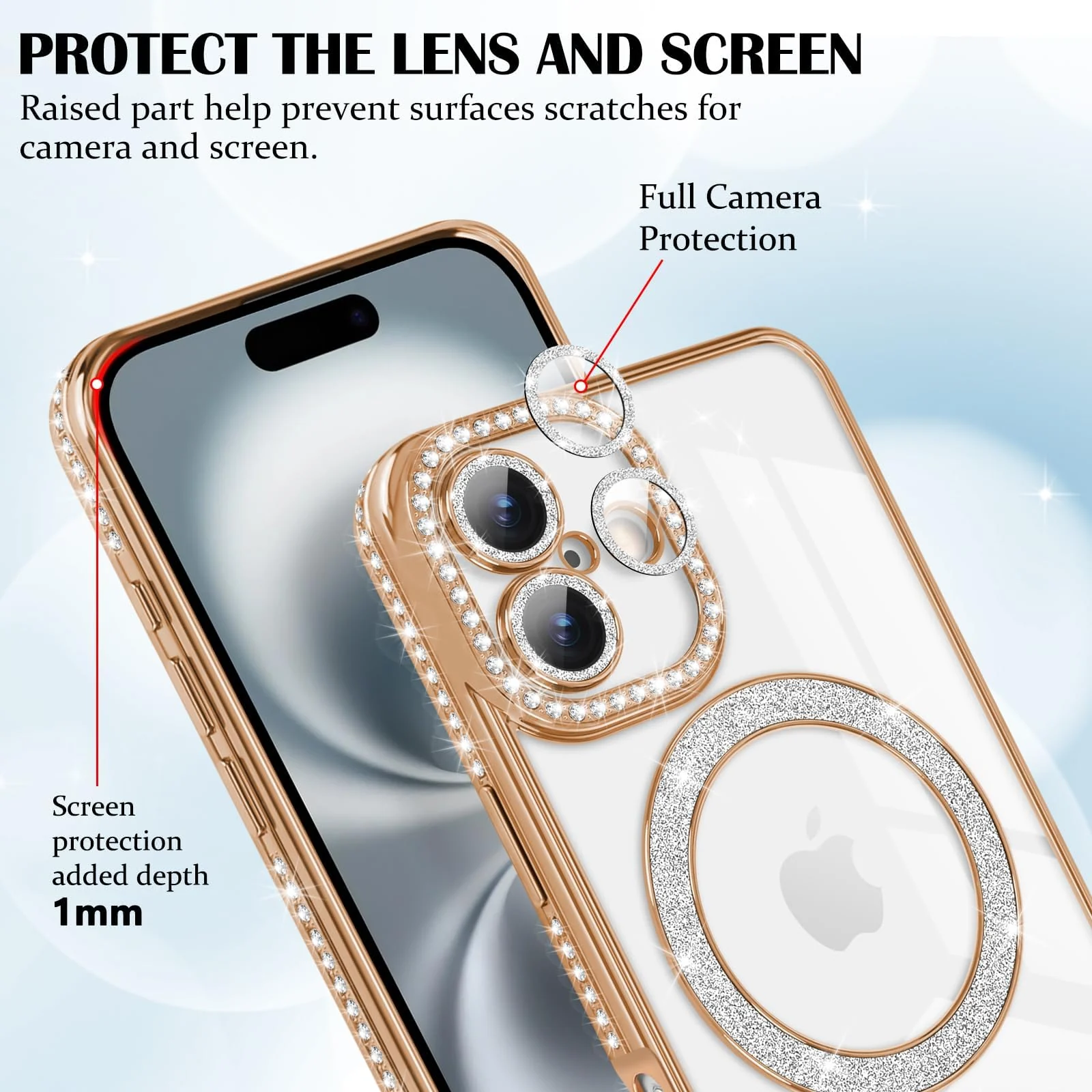 DL3 Mobilak MagSafe-Compatible Magnetic Case for iPhone 16 with Camera Protection and Magnetic Car-Mount Support - Gold