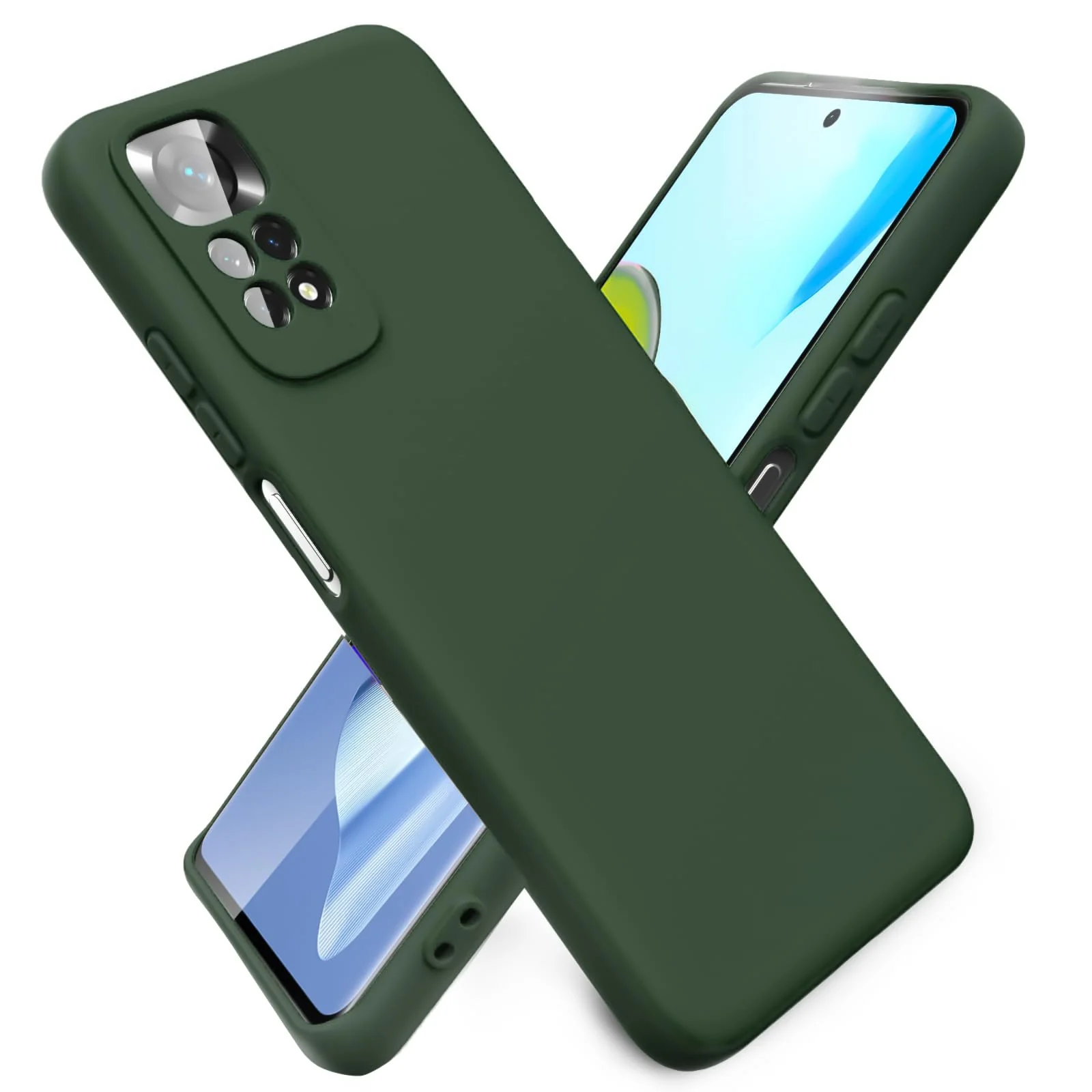 DL3 Mobilak Liquid Silicone Protective Case with Soft Microfiber Lining with Full Camera Protection for Xiaomi Redmi Note 12 Pro 4G / Redmi Note 11 Pro 4G&5G - Green