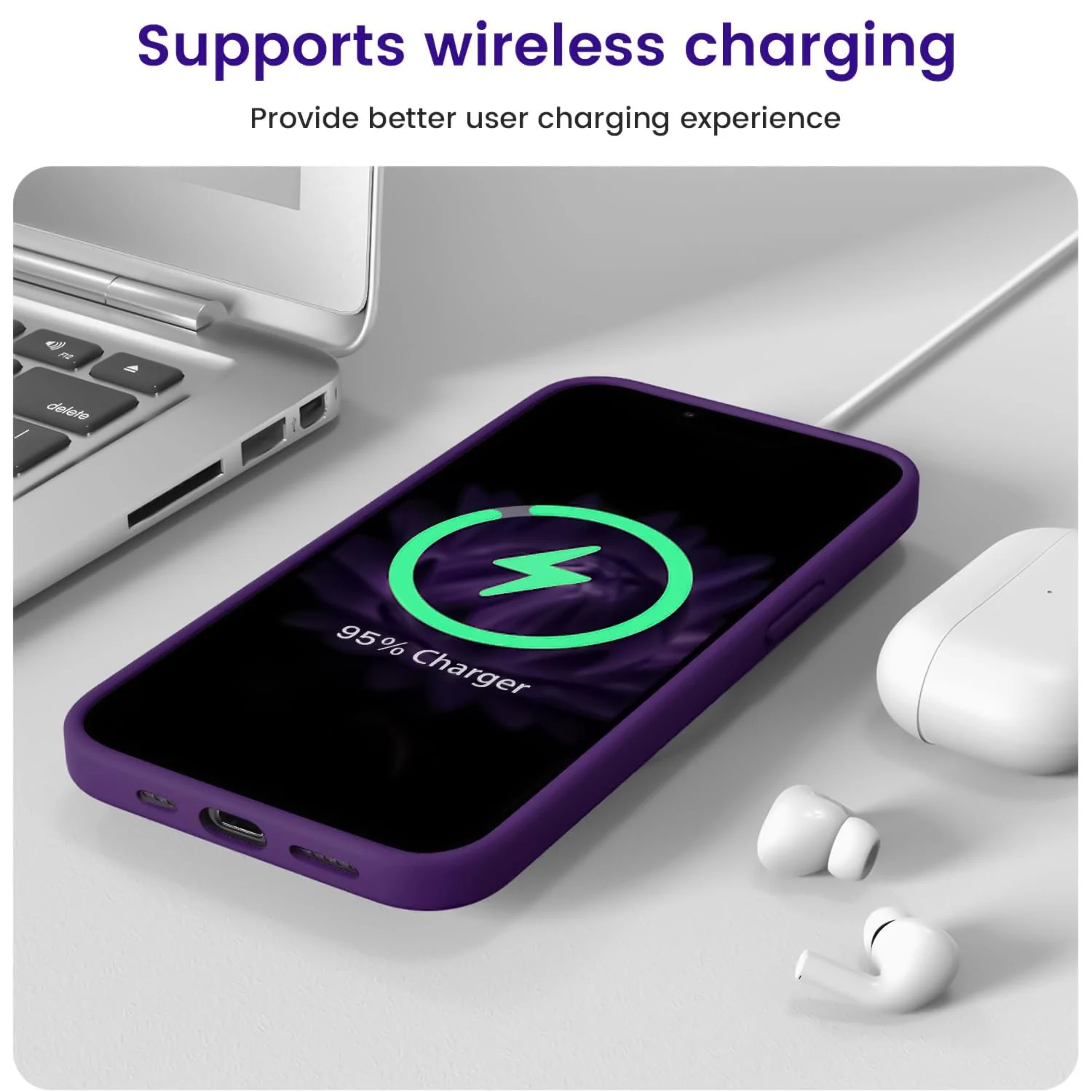 DL3 Mobilak Compatible with iPhone 13 / iPhone 14 (6.1 Inch) Case, Liquid Silicone Case, Full Body Protective Cover, Shockproof, Slim Phone Case, Anti-Scratch Soft Microfiber Lining - violet