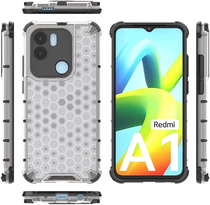 DL3 Mobilak Honeycomb Protective Case for Xiaomi Redmi A1 + A1 Plus, Shock-absorbing protection, Transparent design, Slim, lightweight profile - Clear