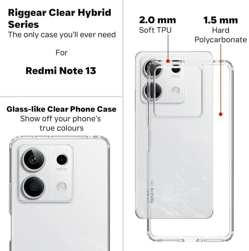 DL3 Mobilak Case Compatible with Xiaomi Redmi Note 13 4G (Not Fit 5G) Case Crystal Soft TPU Gel Case Flexible Silicone Anti-Scratch TPU Cover - Clear