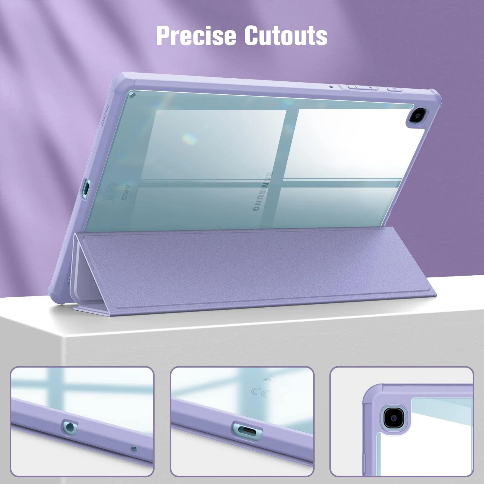 DL3 Mobilak Hybrid Slim Case for Samsung Galaxy Tab S6 Lite 10.4'' 2020 Model SM-P610 (Wi-Fi) SM-P615 (LTE) with S Pen Holder, Cover with Clear Transparent Back Shell, Auto Wake/Sleep - Lilac Purple