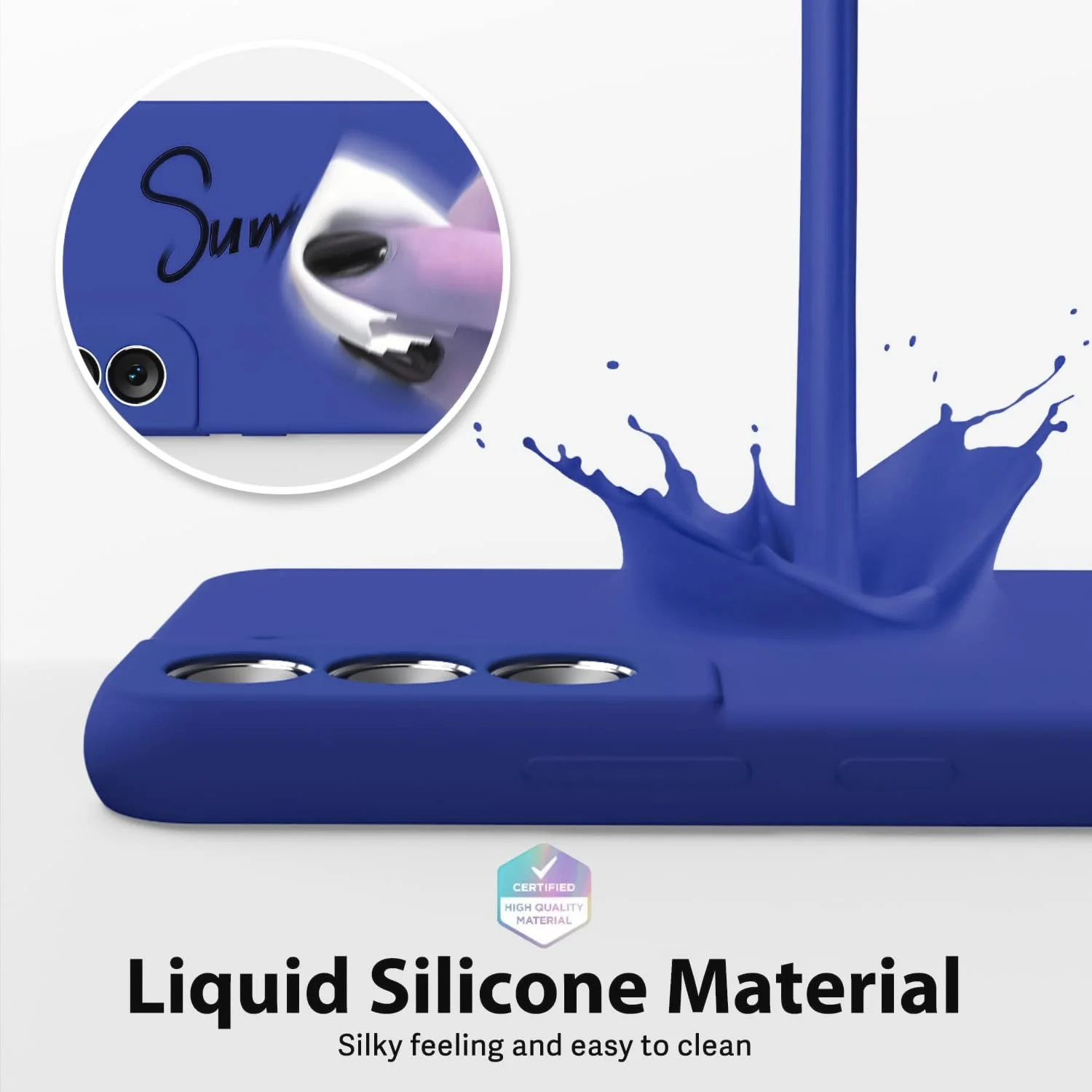DL3 Mobilak Liquid Silicone Protective Case with Soft Microfiber Lining with Full Camera Protection for Samsung Galaxy S22 5G - Pepsi