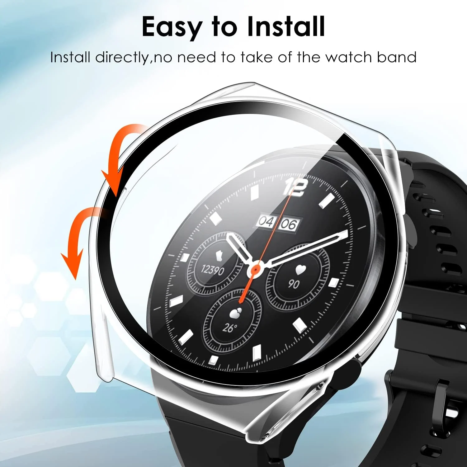 DL3 Mobilak Case with Screen Protector for Xiaomi Watch S1, Bumper Full Coverage Hard PC Overall Protective Cover, Built-in Tempered Glass Film High Sensitivity For Xiaomi Watch S1 - Clear