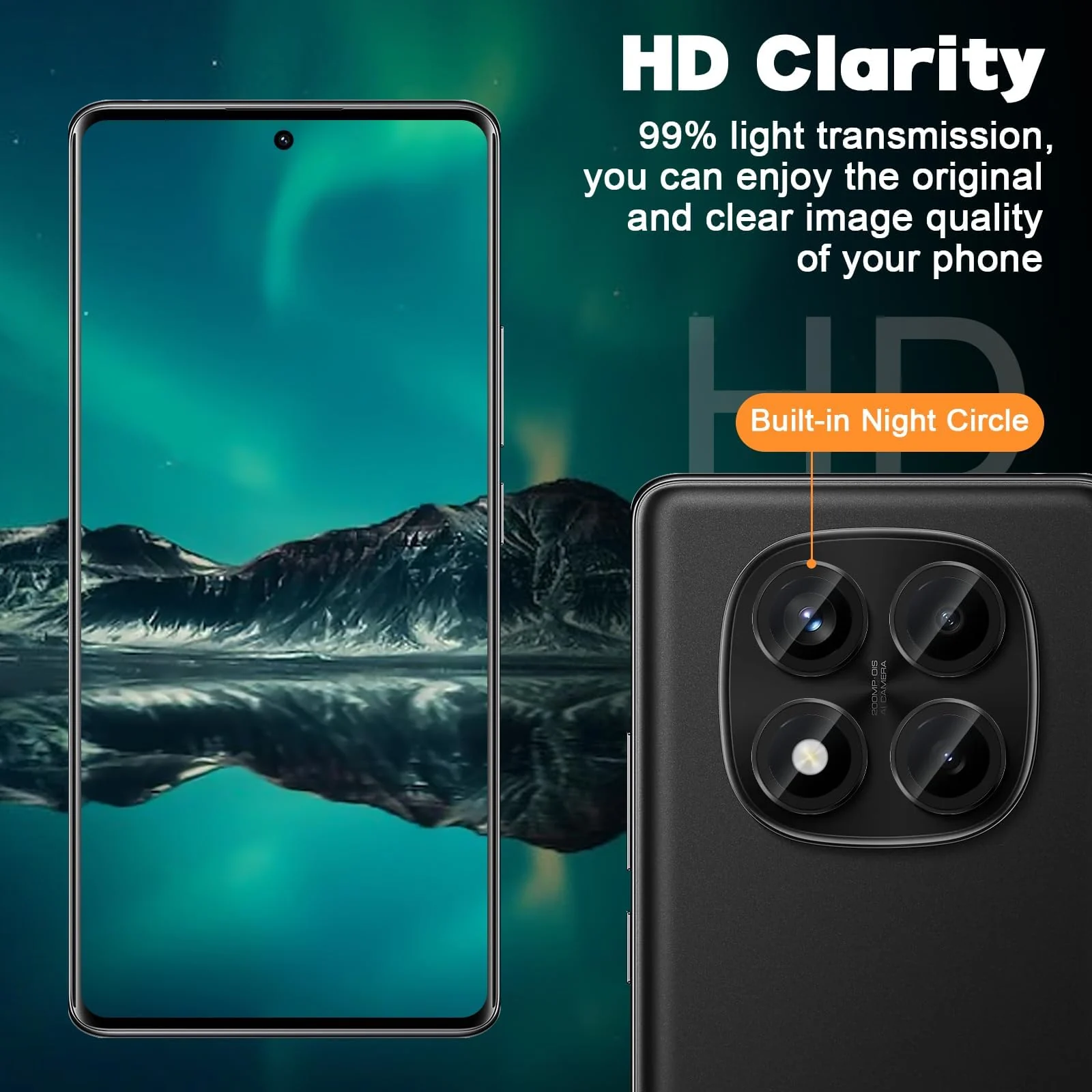 DL3 Mobilak Camera Lens Protector for Xiaomi Redmi Note 14 Pro 4G Accessories, 9H Tempered Glass Metal Individual Ring Camera Cover Screen Protector, Case Friendly, Anti Scratch - Black