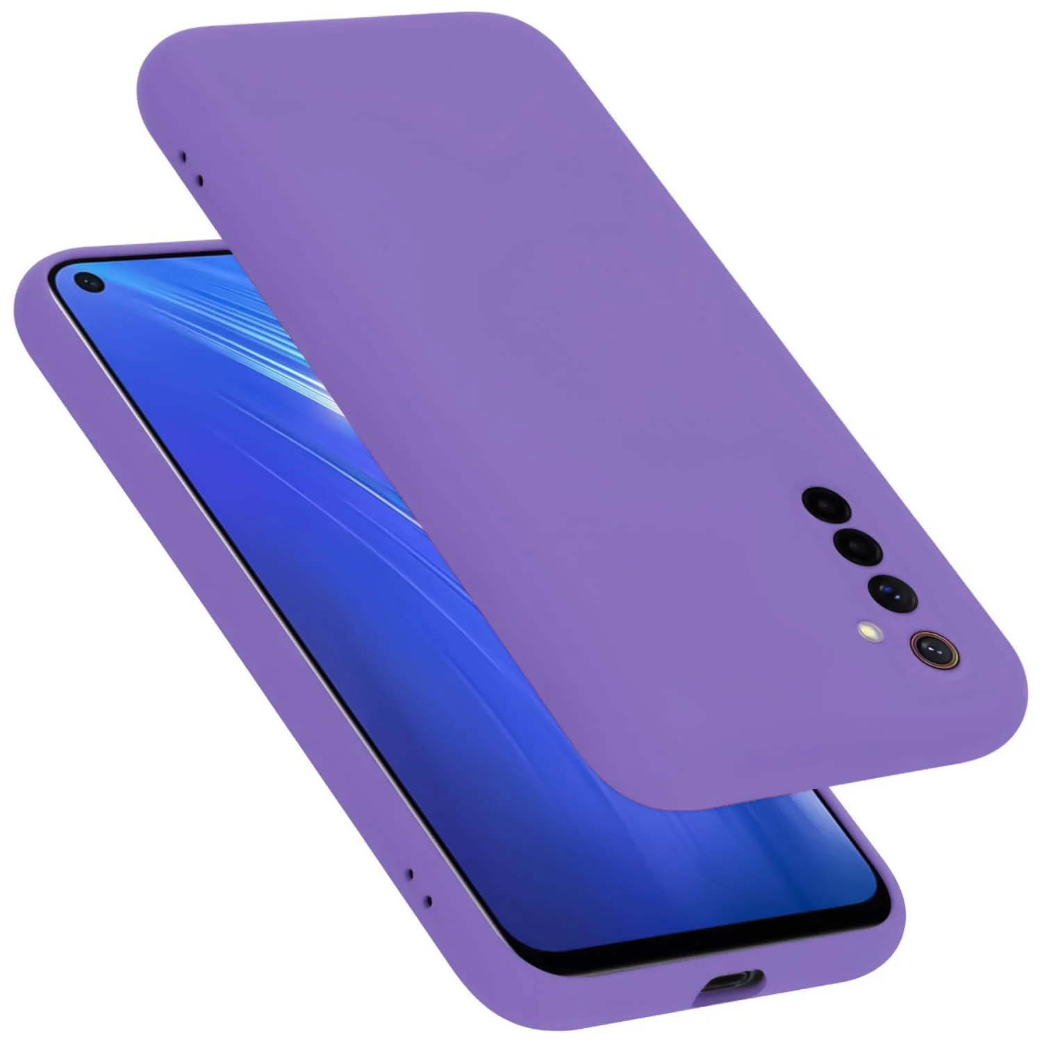 DL3 Mobilak Liquid Silicone Protective Case with Soft Microfiber Lining with Full Camera Protection for realme 6 Pro - Light Purple