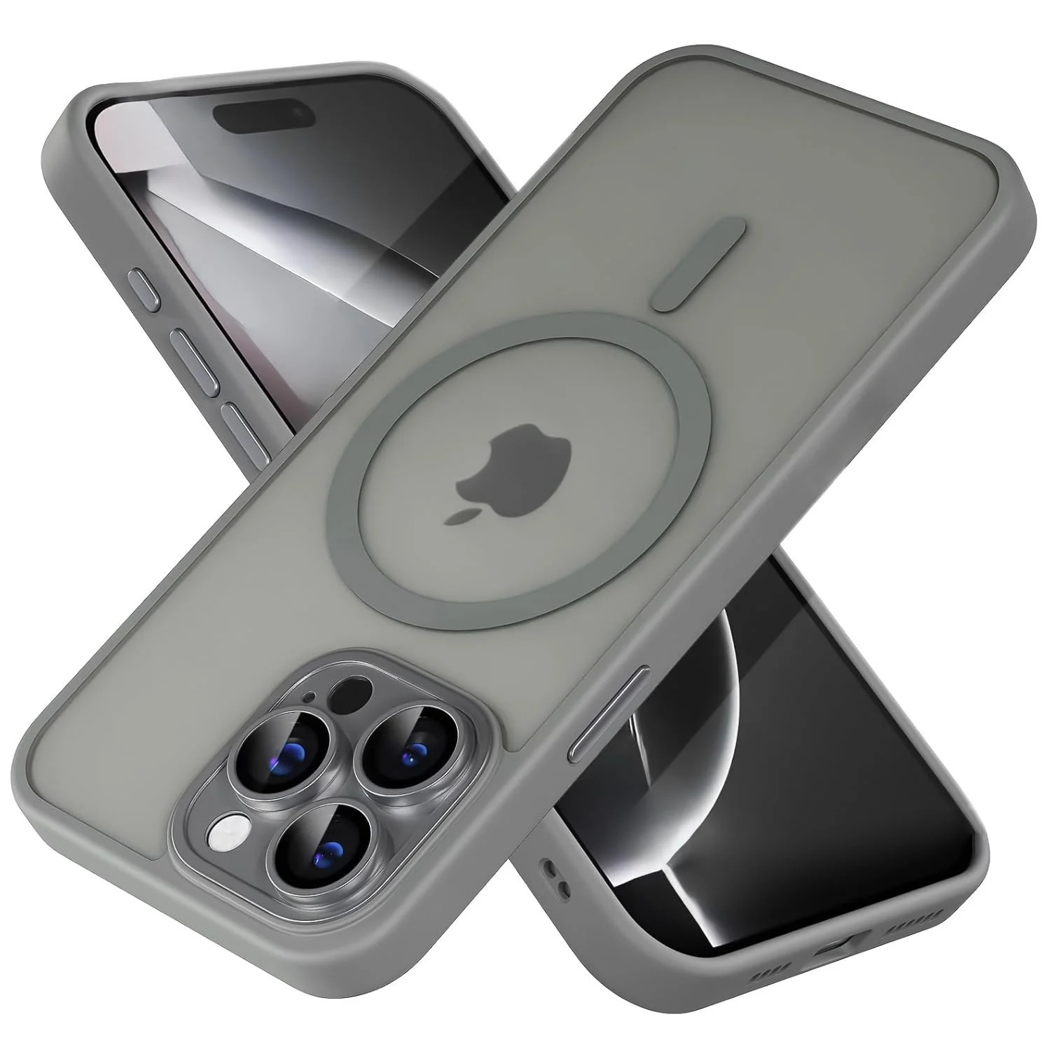 DL3 Mobilak Translucent Matte Case for iPhone 14 Pro, Compatible with MagSafe accessories, Supports wireless charging, Camera protection - Gray