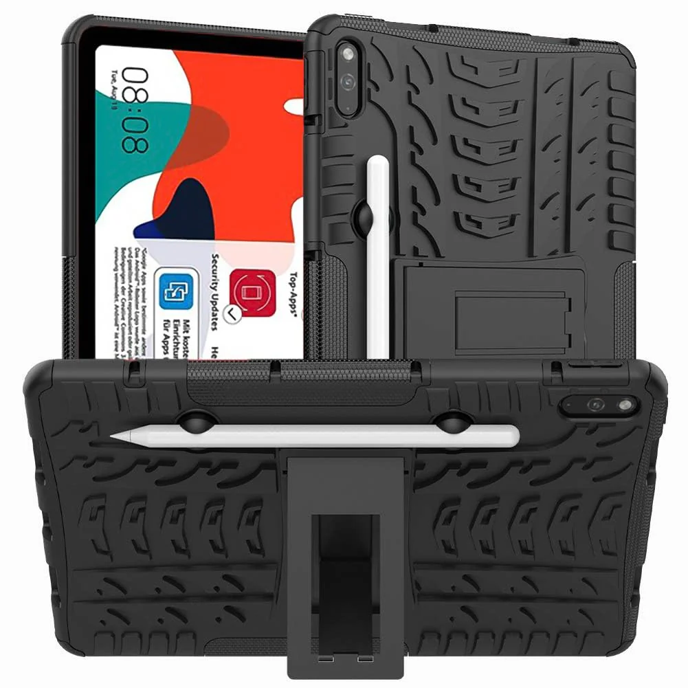 DL3 Mobilak Case For Huawei Matepad 10.4 Inch 2022/2020 tablet, Hybrid Rugged Armor Heavy Duty 2 in 1 TPU + PC Combo Dual Layer Shockproof Case with Kickstand - Black