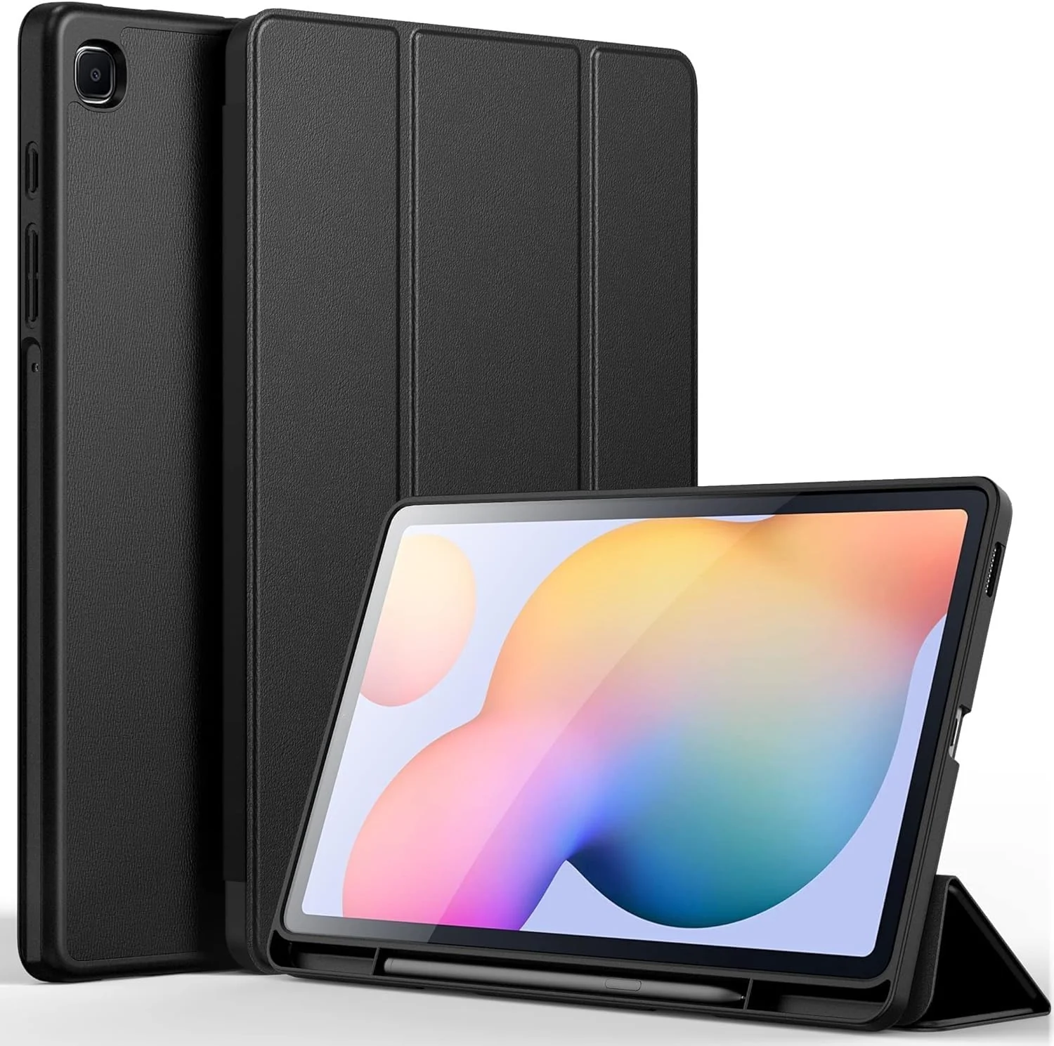 DL3 Mobilak Smart Case For Samsung Galaxy Tab S6 Lite 10.4 inch 2022 (SM-P613/P619) & 2020 (SM-P610/P615) with Pencil Holder, Soft TPU Smart Stand Back Cover Auto Wake/Sleep - A. Black