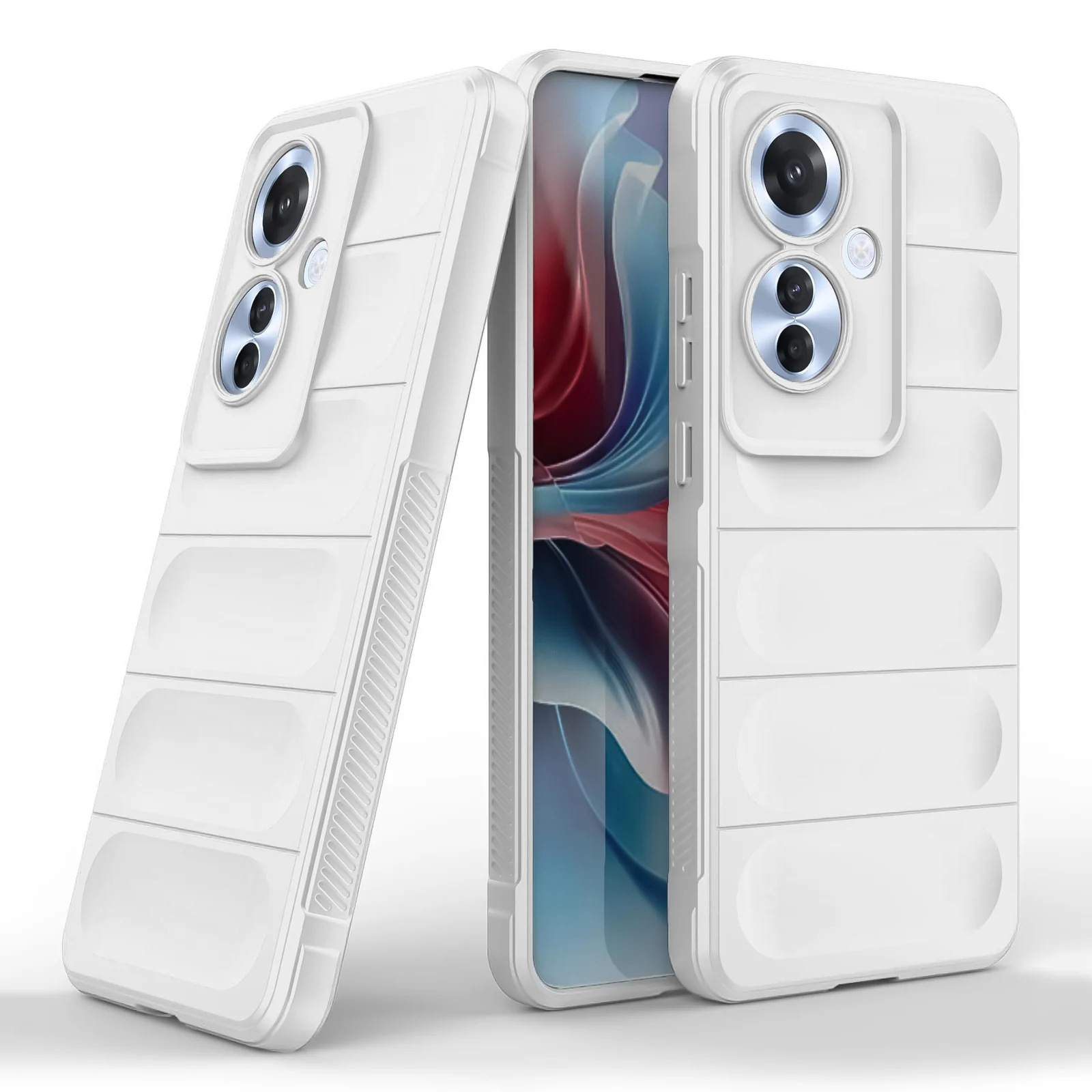 DL3 Mobilak Soft Silicone Protective Case for OPPO Reno 11F 5G with Camera Protection and Shockproof Design - White
