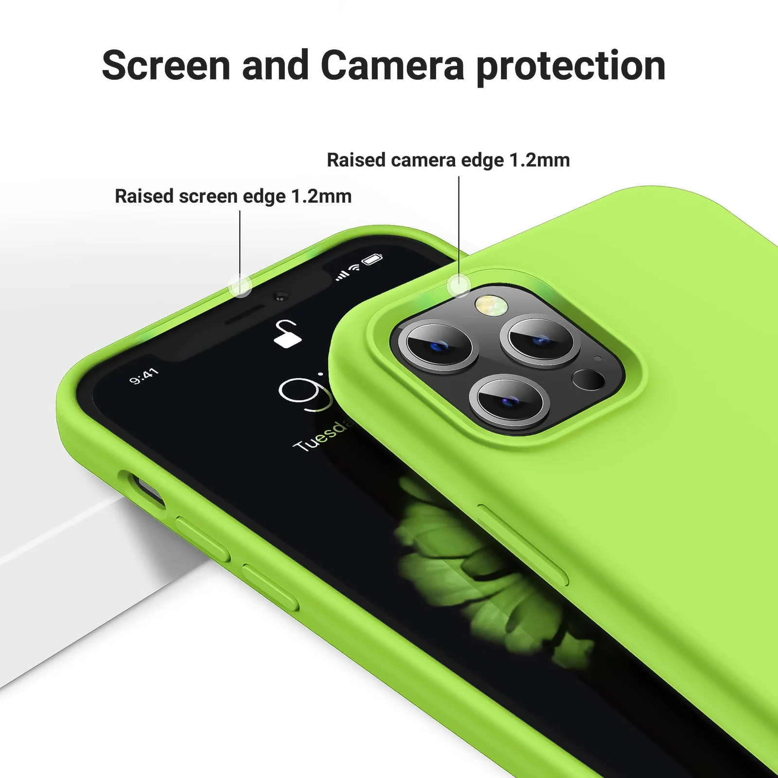 DL3 Mobilak Compatible with iPhone 14 Pro Max (6.7 Inch) Case, Liquid Silicone Case, Full Body Protective Cover, Shockproof, Slim Phone Case, Anti-Scratch Soft Microfiber Lining - Lemon