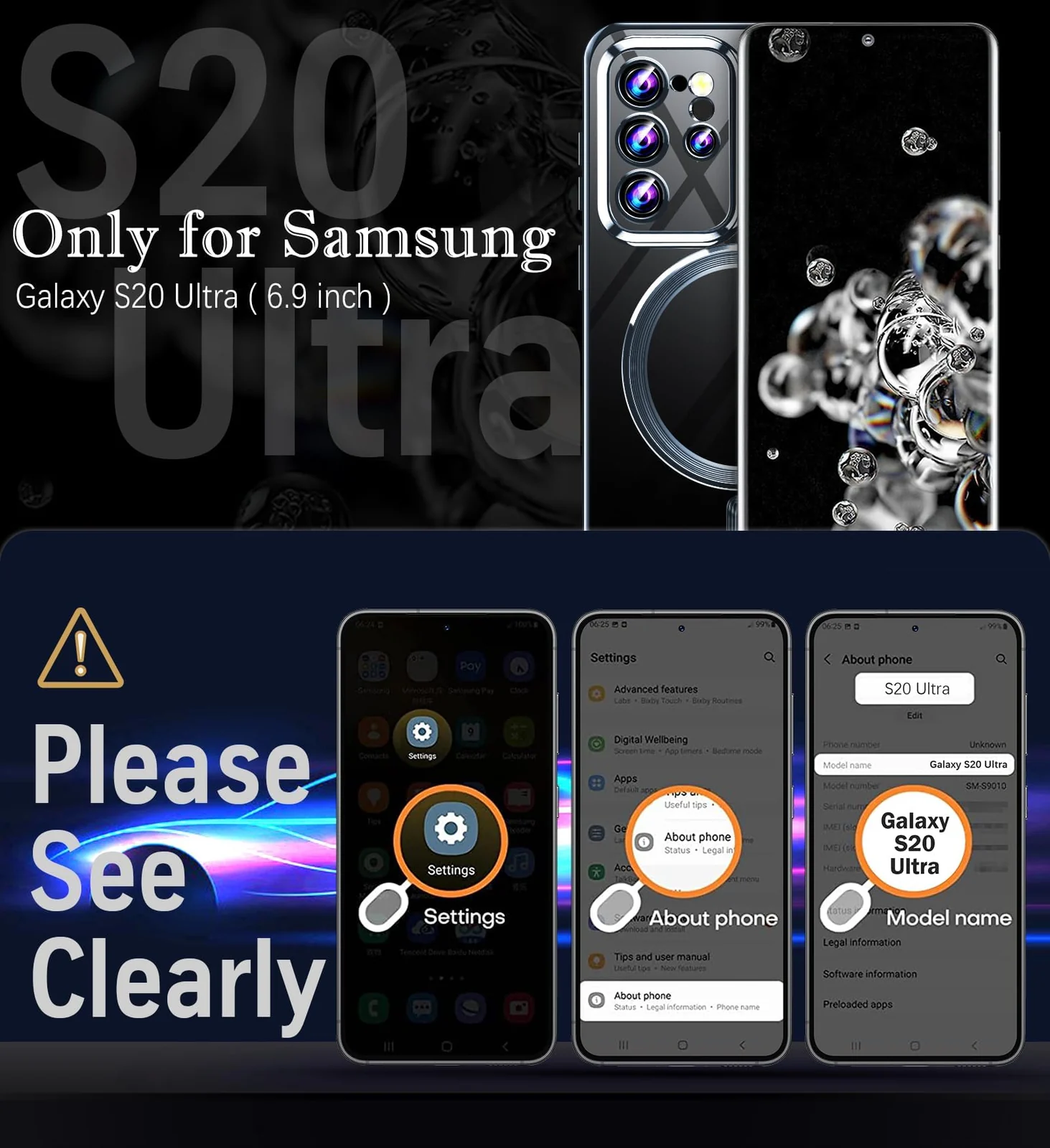 DL3 Mobilak Samsung Galaxy S20 Ultra Case, [Full Camera Cover Protection] [Compatible with MagSafe] Magnetic Metallic Glossy Slim Clear Luxury Soft Shockproof Case - Sierra Blue