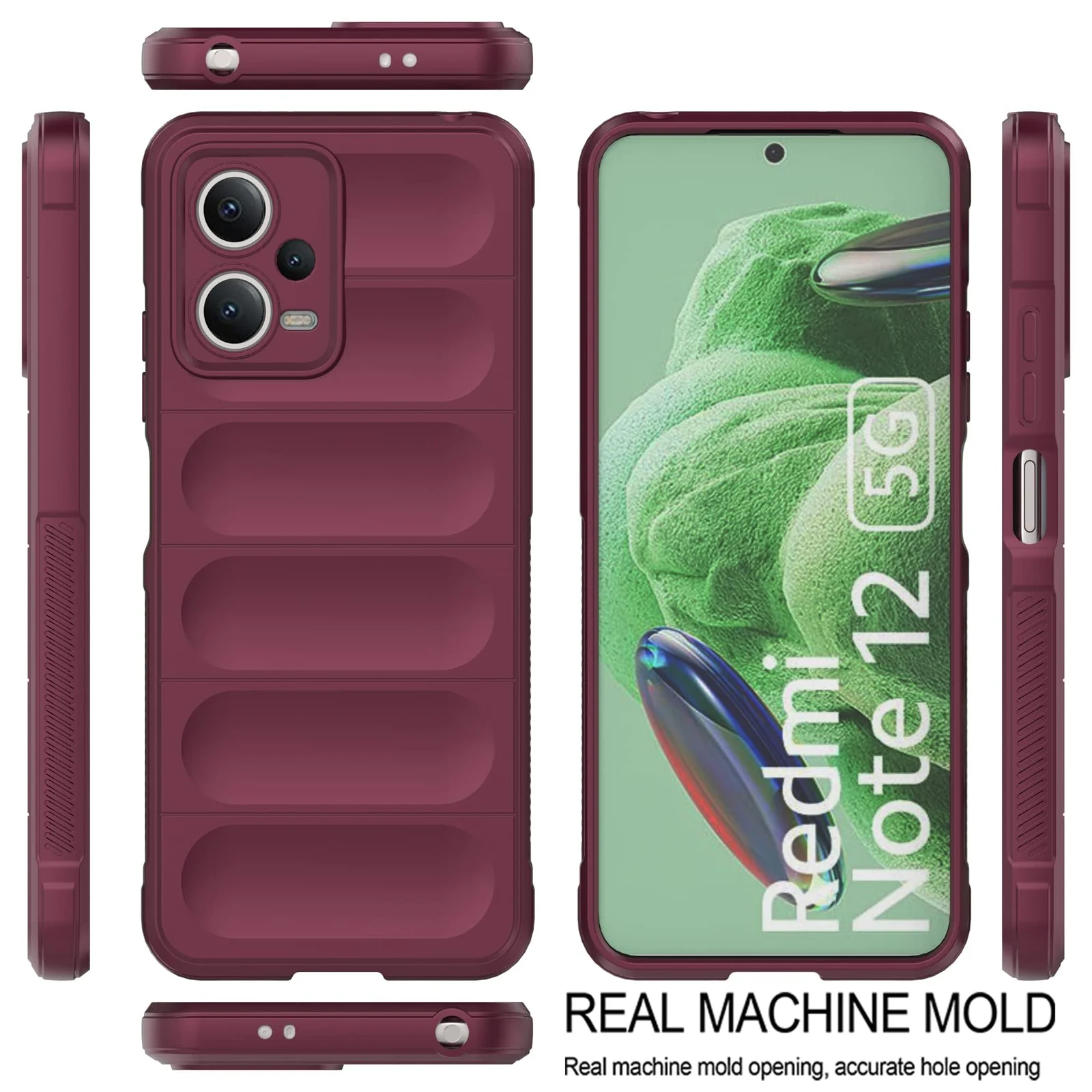 DL3 Mobilak Silicone Case for Xiaomi Redmi Note 12 5G / Poco X5 5G Heavy Duty Protective [Slim Fit] Shockproof Soft Flexible Protective Design TPU Cover With Camera Protection - Wine Red