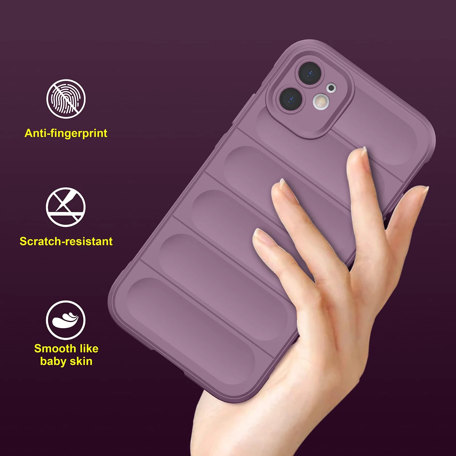 DL3 Mobilak Flexible Silicone and TPU Protective Case with Camera Protection for Apple iPhone 12 - Purple