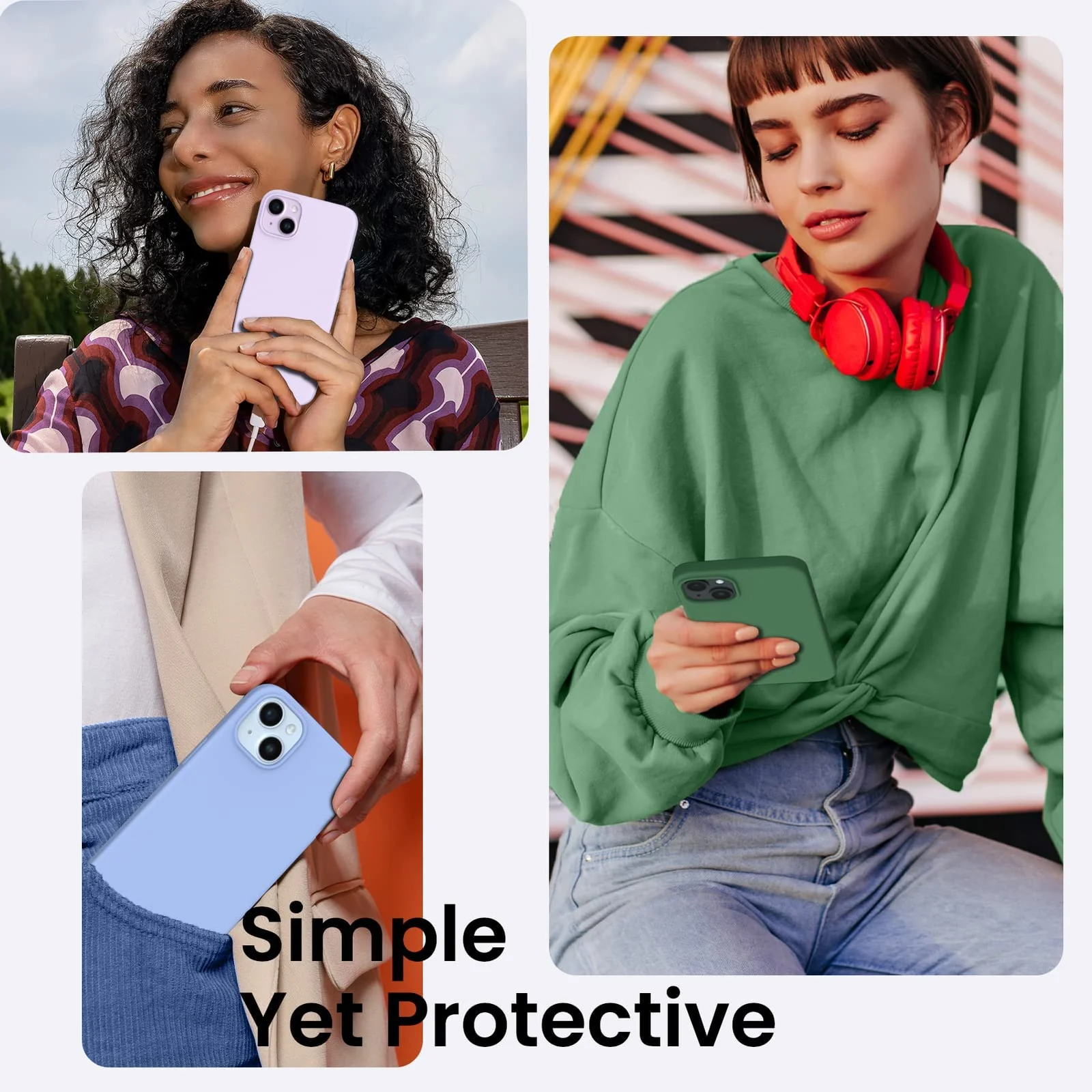 DL3 Mobilak Liquid Silicone Protective Case with Soft Microfiber Lining for iPhone 14 (6.1 Inch) - Clover