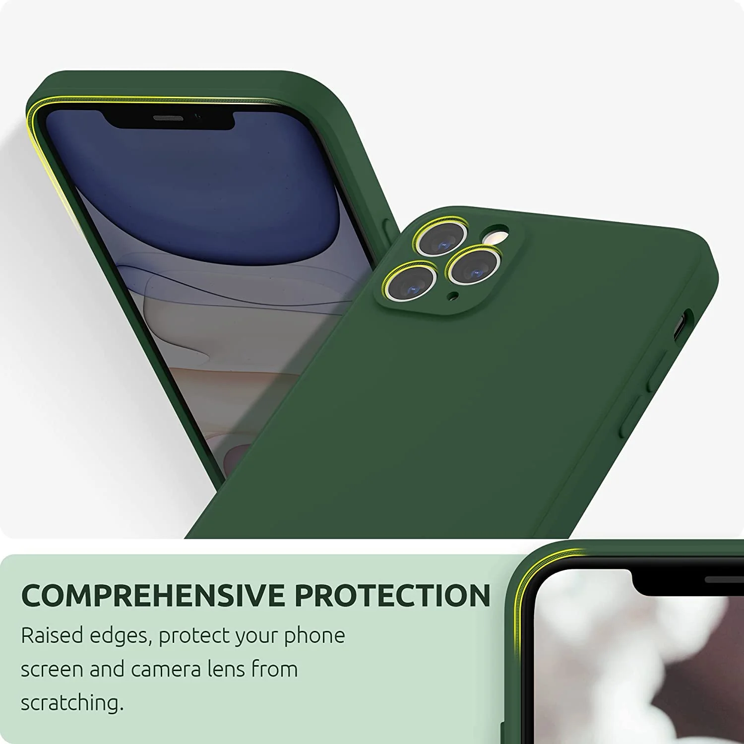 DL3 Mobilak Compatible with iPhone 12 Pro Max (6.7 Inch) Case, Liquid Silicone Case, Full Body Protective Cover, Shockproof, Slim Phone Case, Anti-Scratch Soft Microfiber Lining - Green