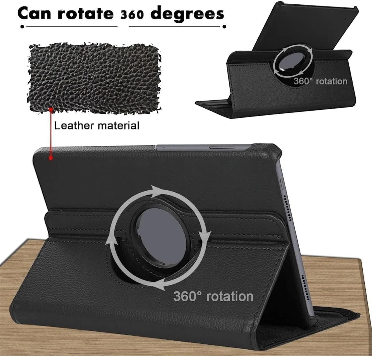 DL3 Mobilak Protective Cover for Xiaomi Pad 7 / Xiaomi Pad 7 Pro 2024 11.2 inch, 360° Rotatable Smart Stand, Leather Folio Flip Cover with Multi-Angle Viewing, Auto Wake Sleep - Black