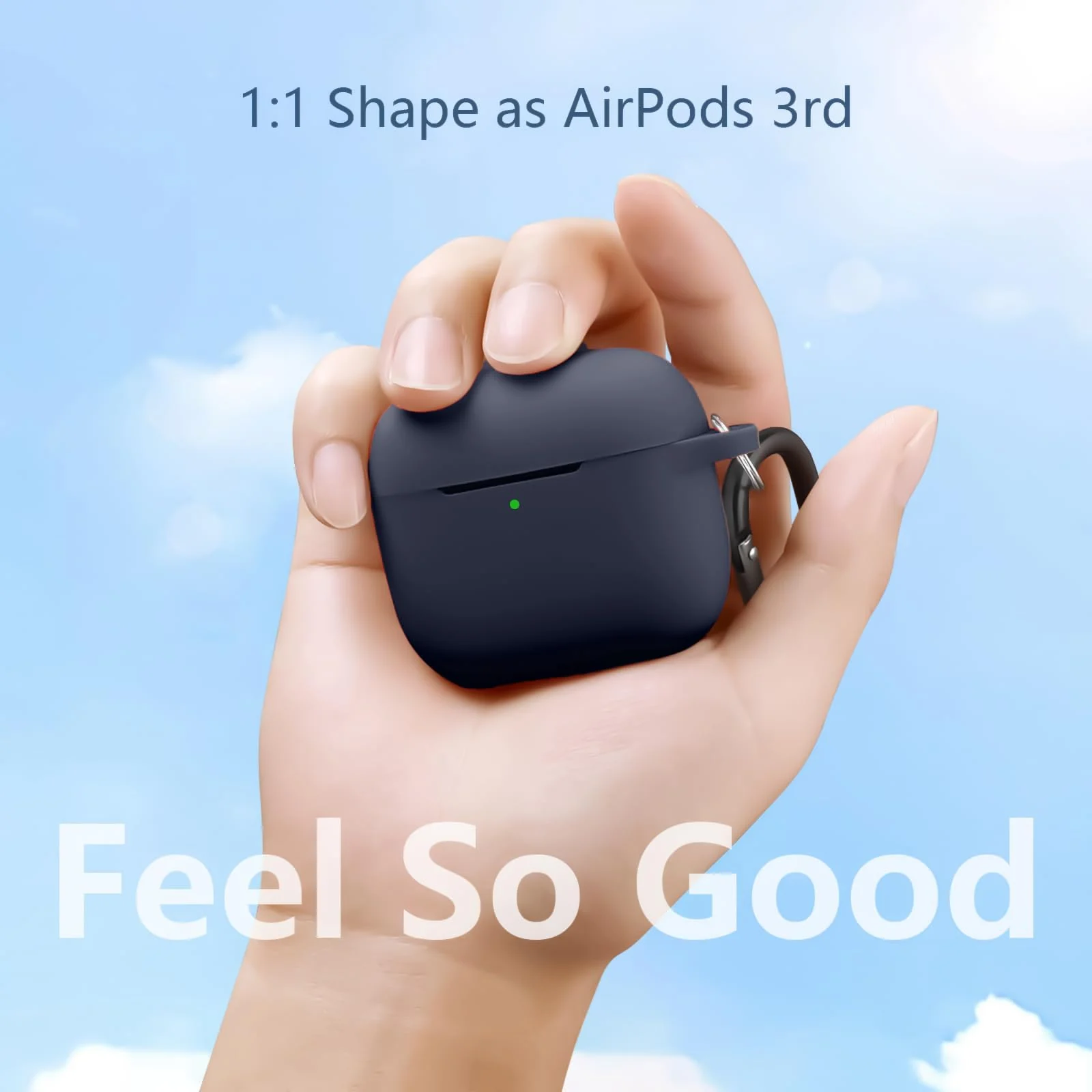 DL3 Mobilak Case Compatible with AirPods 3, Silicone Protective Accessories Skin with Keychain Compatible with AirPods 3rd Generation 2021 for Women Girl, Front LED Visible - Midnight Blue