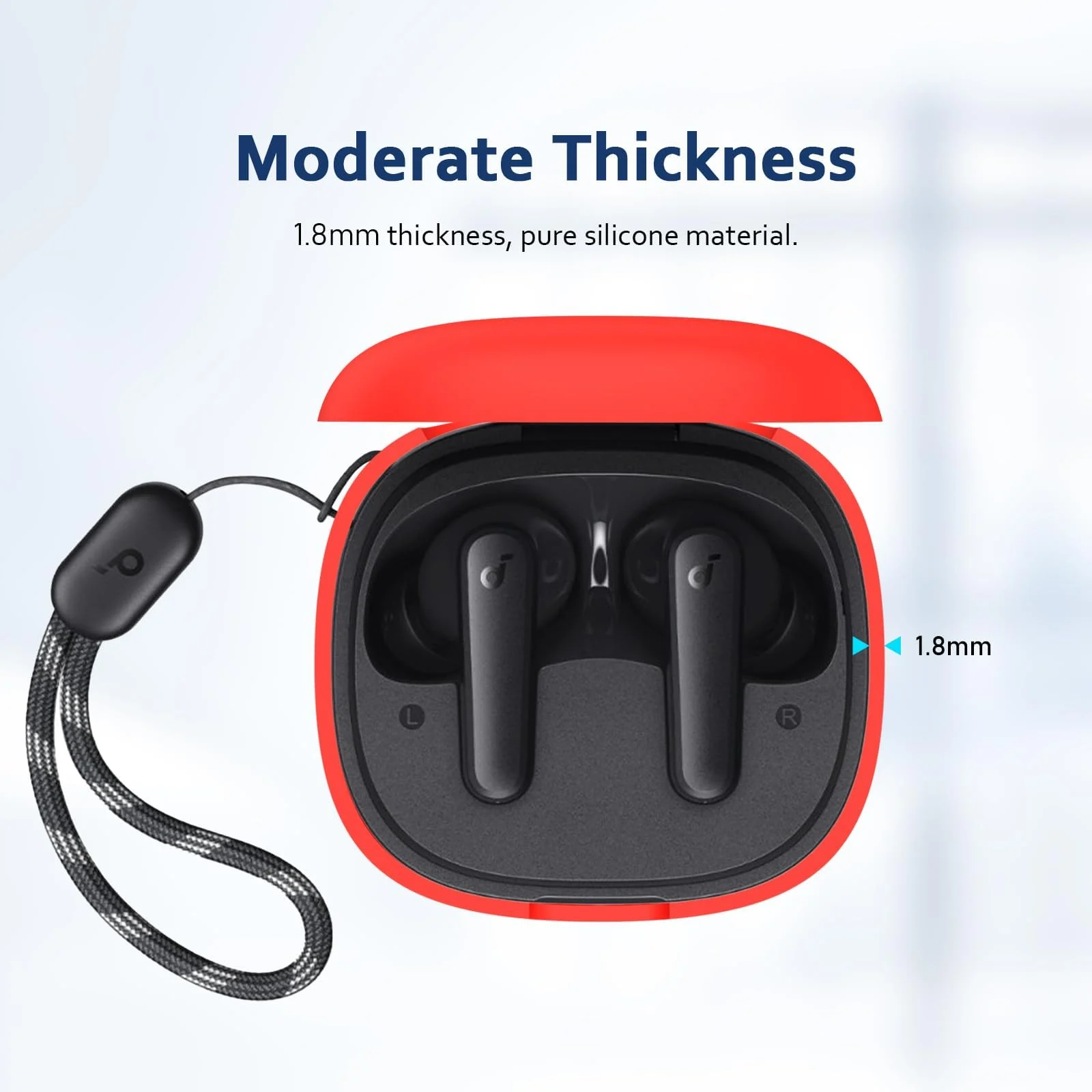 DL3 MOBILAK Silicone Cover Case Compatible with Soundcore R50i, Compatible with Soundcore P20i Portable Protective Case Cover With Keychain - Red