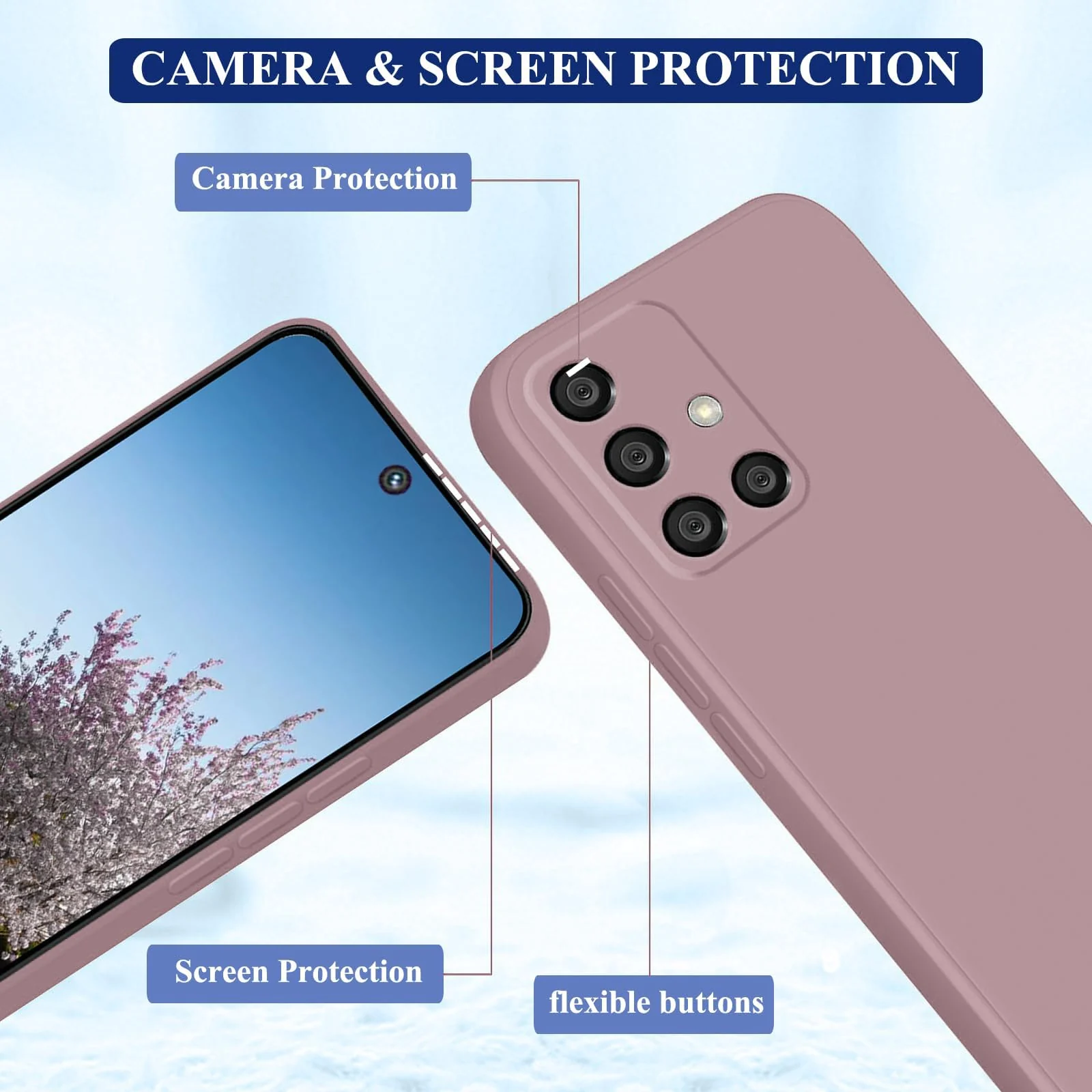 DL3 Mobilak Soft Silicone Protective Case for Samsung Galaxy A51 with Microfiber Lining and Shockproof Design - Cashmere