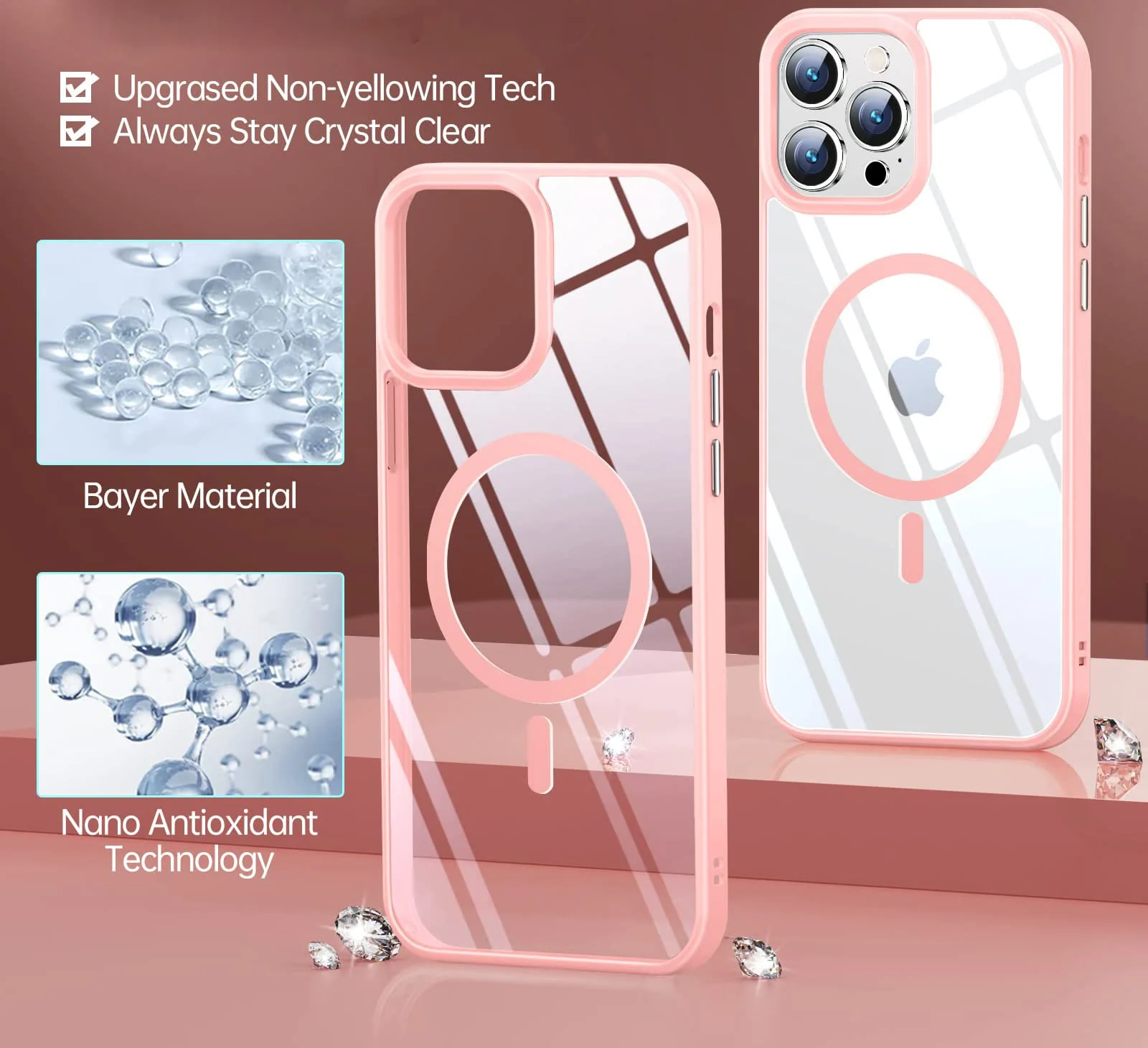 DL3 Mobilak Clear MagSafe-Compatible TPU Case for iPhone 11 (6.1 Inch) - Pink