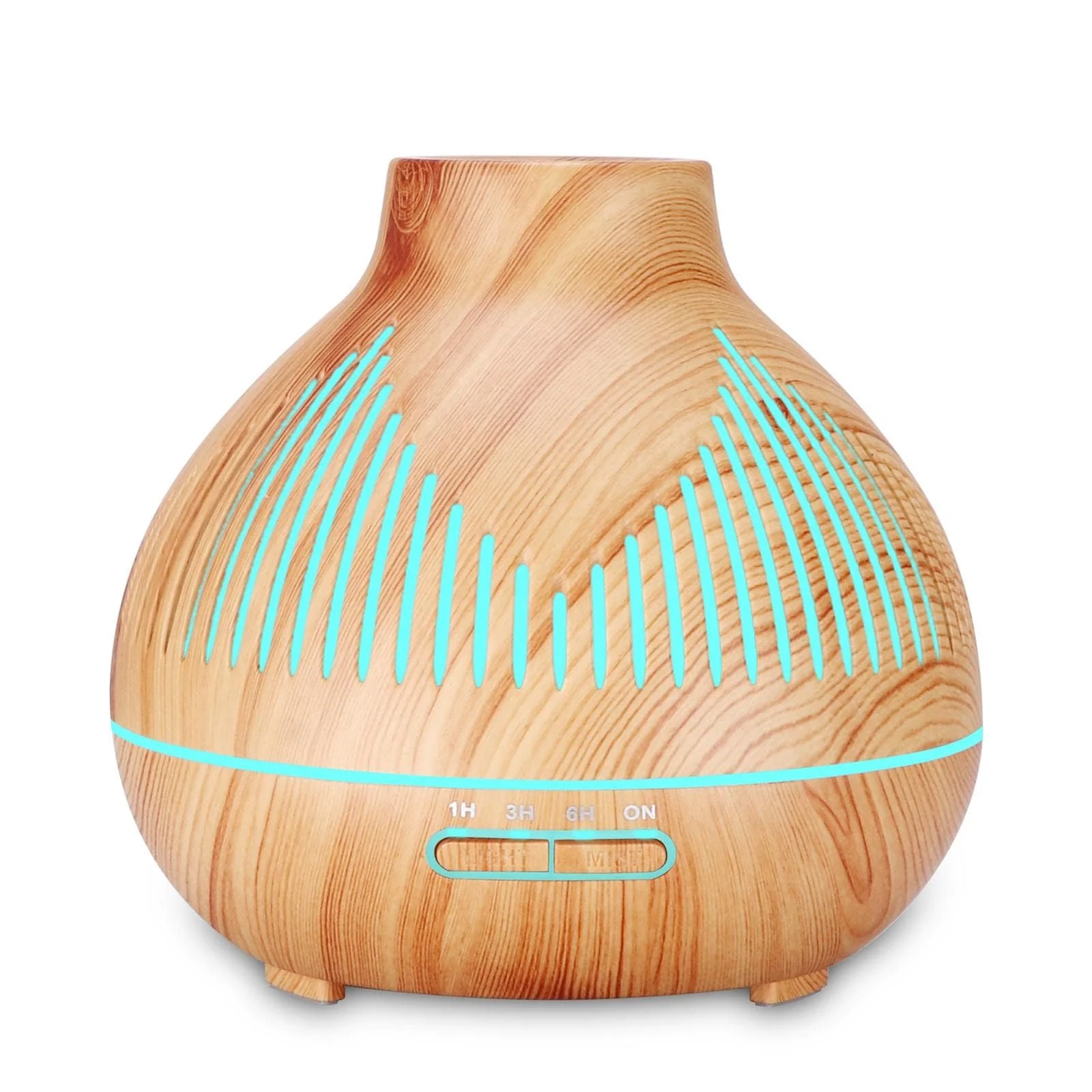 Mobigon Wood Cool Mist Ultrasonic Humidifier for Room Moisture, Aroma Diffuser for Home, 400ml Essential Oil Diffuser with 7 Colorful Night Light, Auto Shut-Off, Home, Office - B. Light Brown