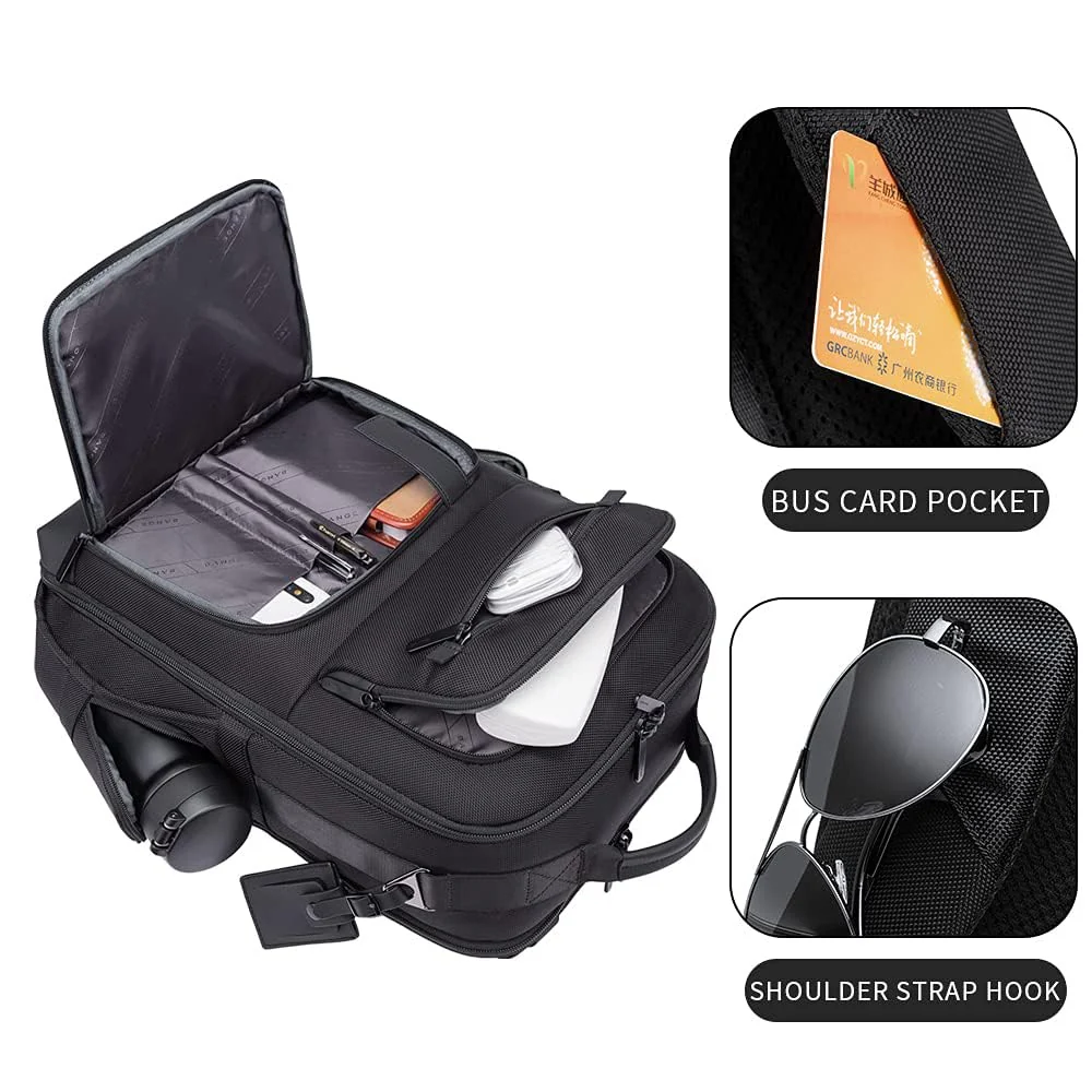 Mobigon 17 Inch Laptop Backpack Durable Business Computer Travel Backpack with USB Charging Port, Lightweight Casual Bag Daypack for College School Work Office Men, MacBooks, Surface - Black