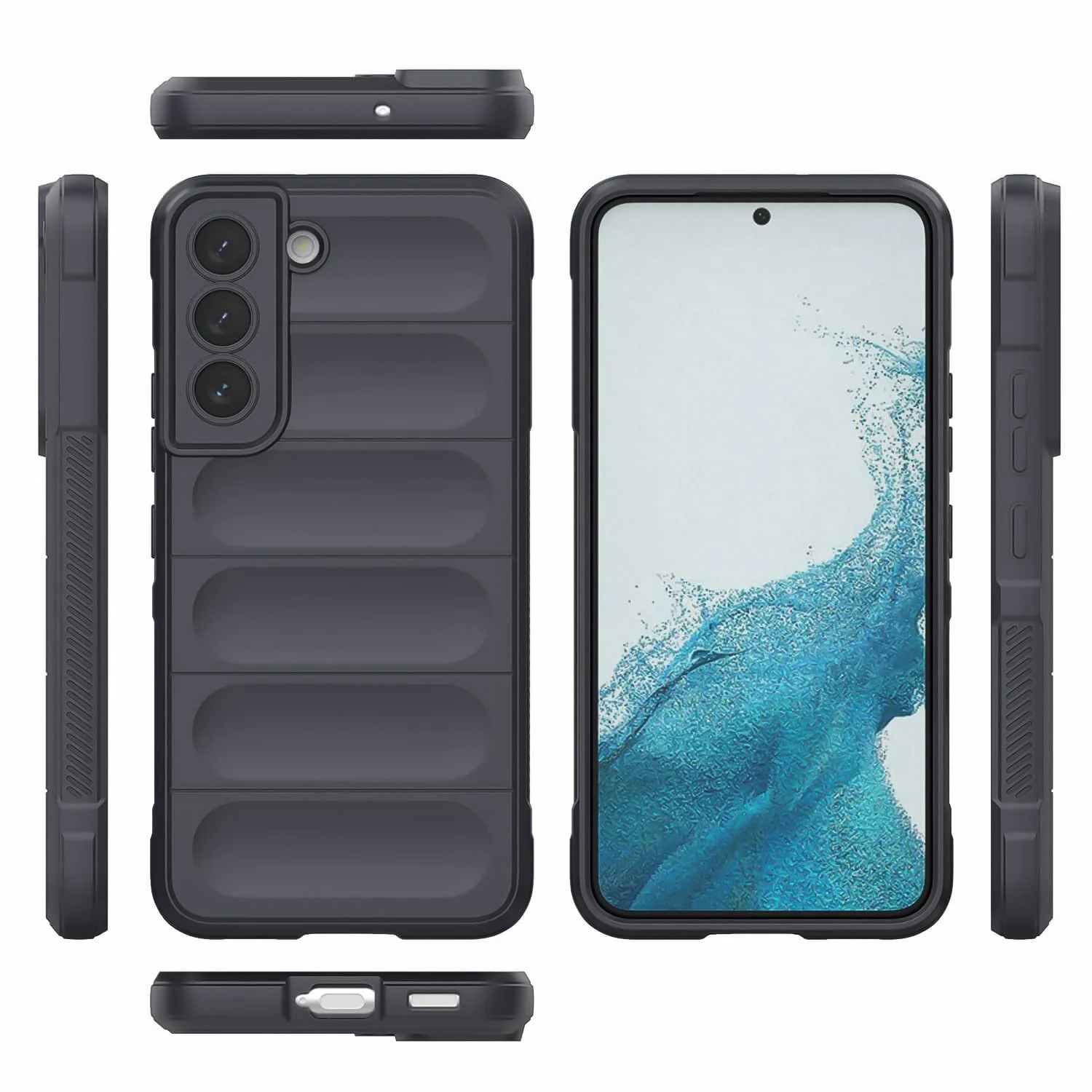 DL3 Mobilak Silicone Case for Samsung Galaxy S21 FE Heavy Duty Protective [Slim Fit] Shockproof Soft Flexible Protective Design Shock-Absorption TPU Cover With Camera Protection - Dark Gray