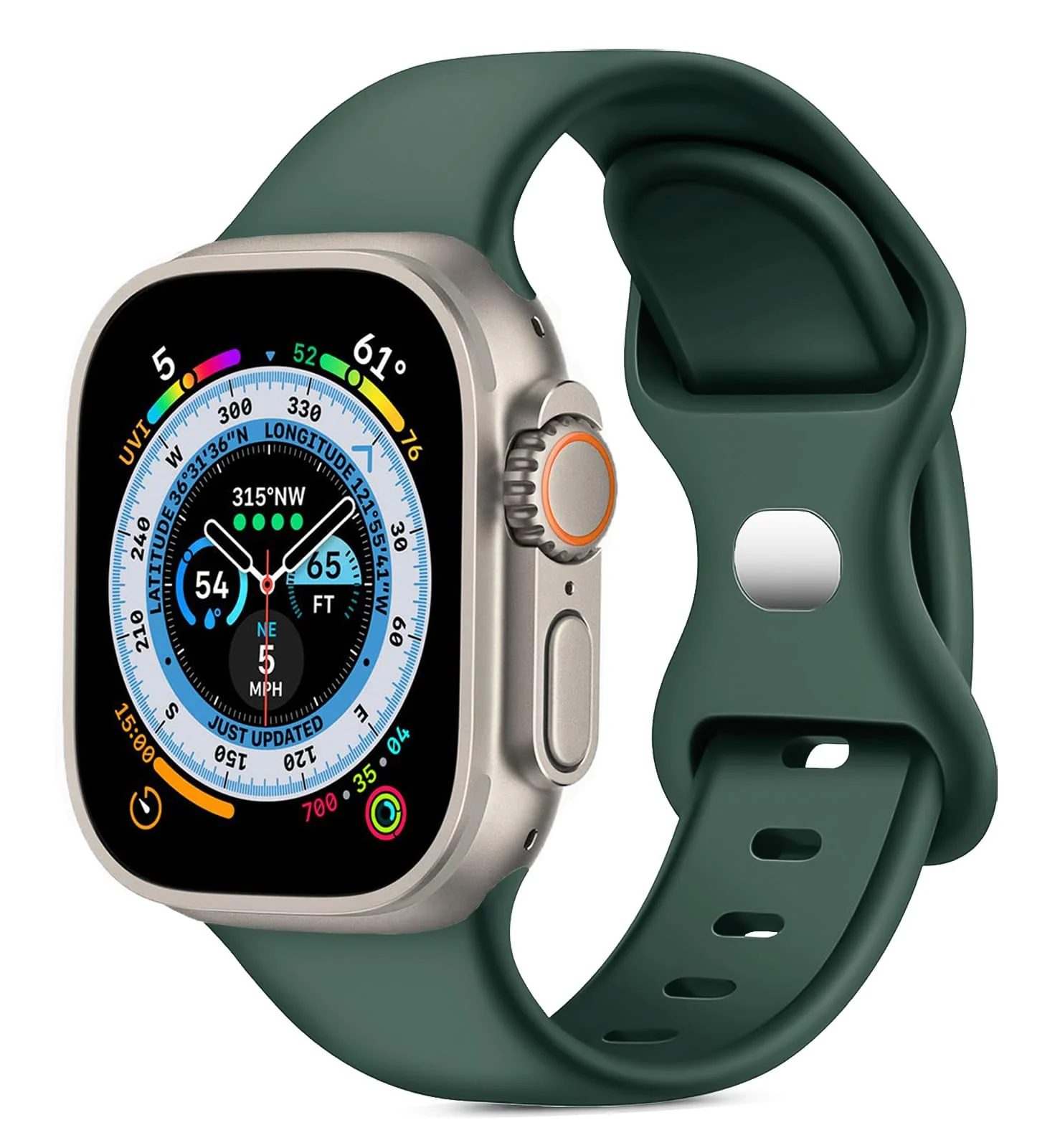 DL3 Mobilak Band with Case For Apple Watch Ultra/Ultra 2 49mm, Adjustable Silicone Sport Wristband Replacement, Strap With Cover Built-in Glass Screen Protector for iWatch Ultra 49 mm - Green