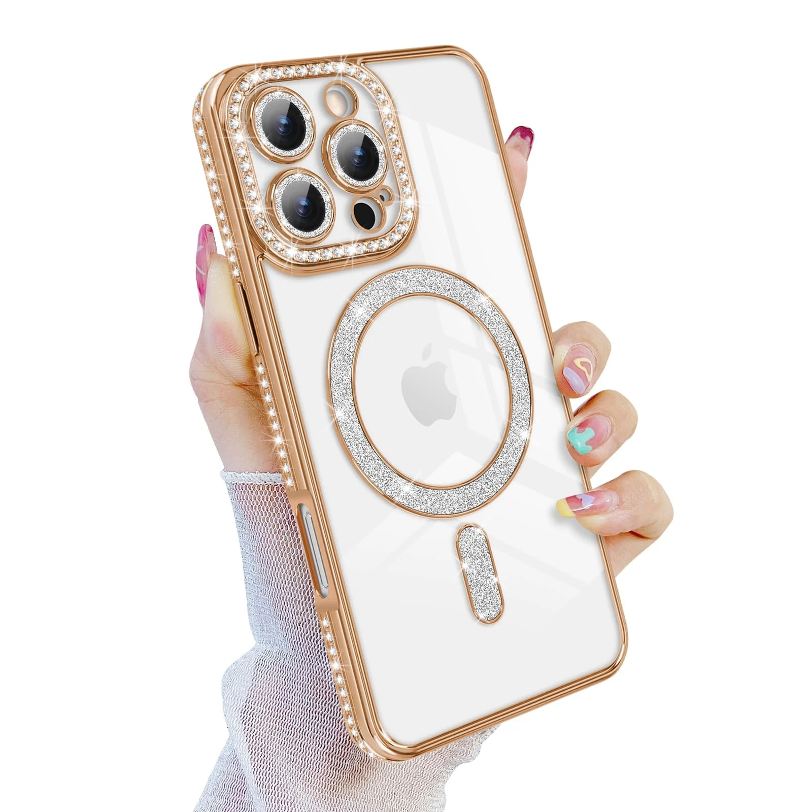 DL3 Mobilak MagSafe-Compatible Magnetic Case for iPhone 16 Pro Max with Camera Protection and Magnetic Car-Mount Support - Gold