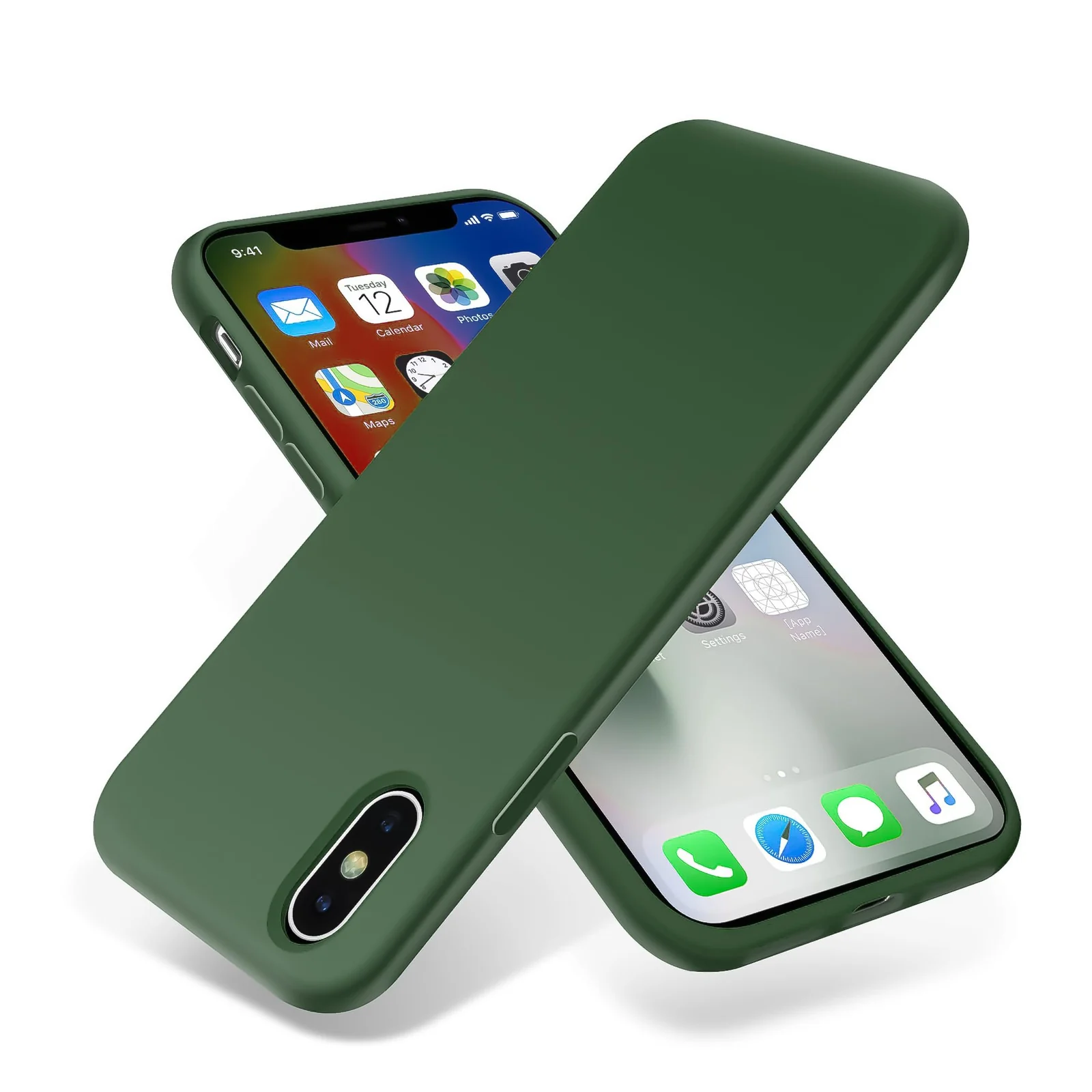DL3 Mobilak Liquid Silicone Case for iPhone XS Max, Shock-absorbing protection, Scratch-resistant surface, Soft microfiber lining - A.Green